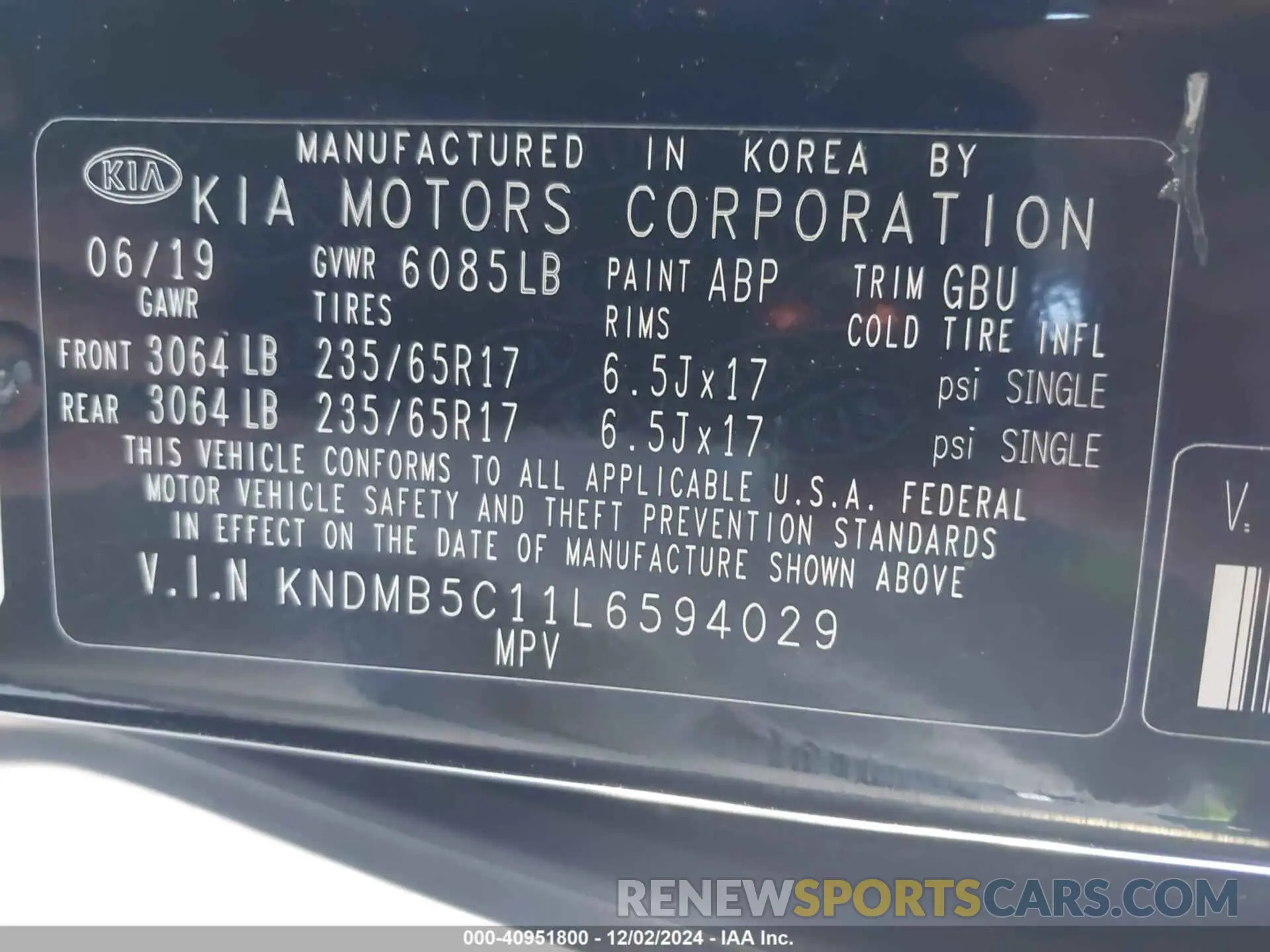 9 Photograph of a damaged car KNDMB5C11L6594029 KIA SEDONA 2020