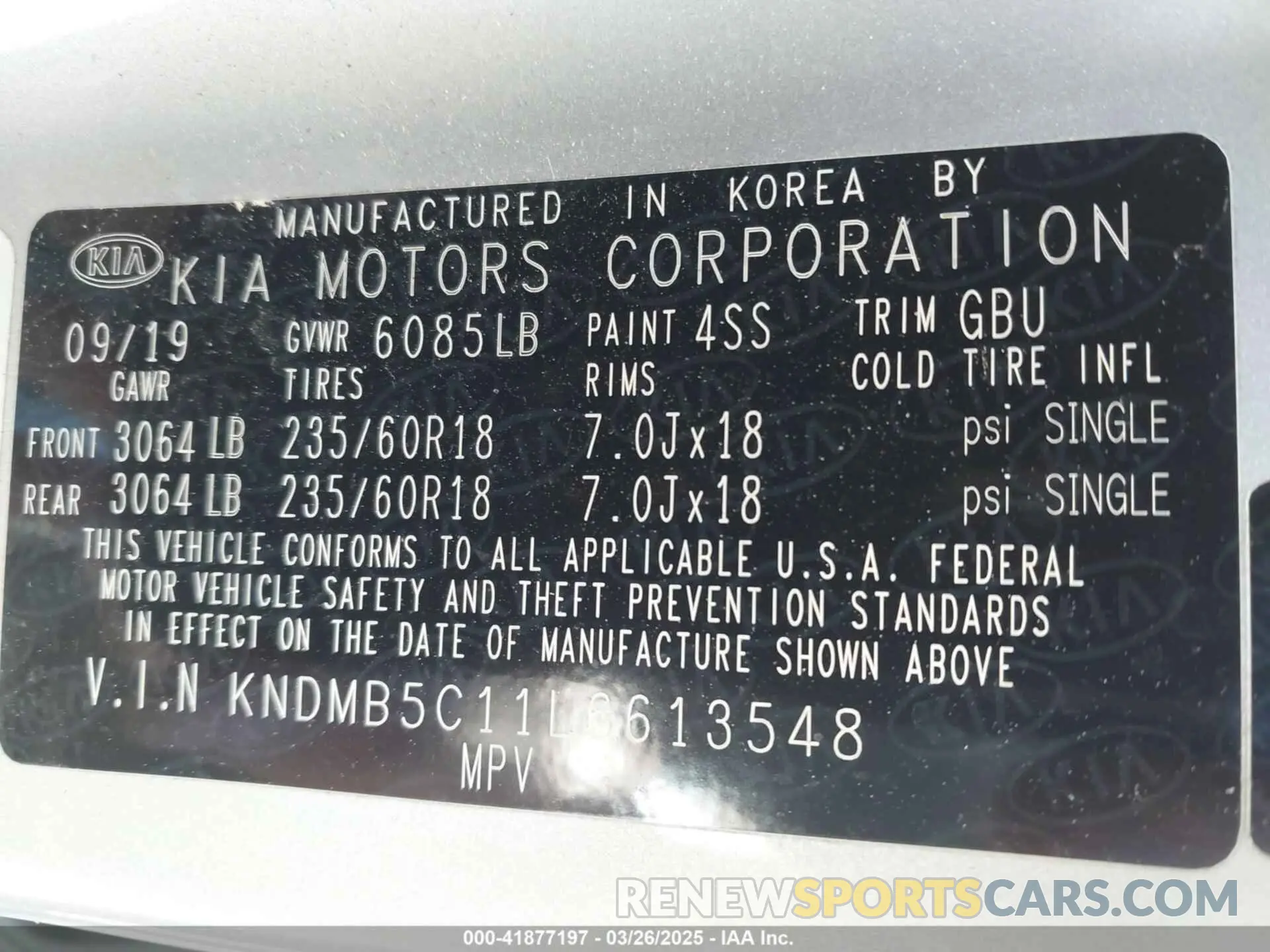 9 Photograph of a damaged car KNDMB5C11L6613548 KIA SEDONA 2020