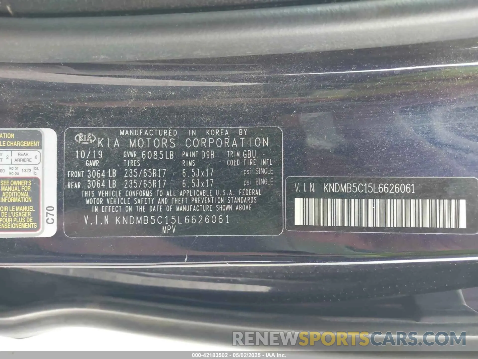 9 Photograph of a damaged car KNDMB5C15L6626061 KIA SEDONA 2020