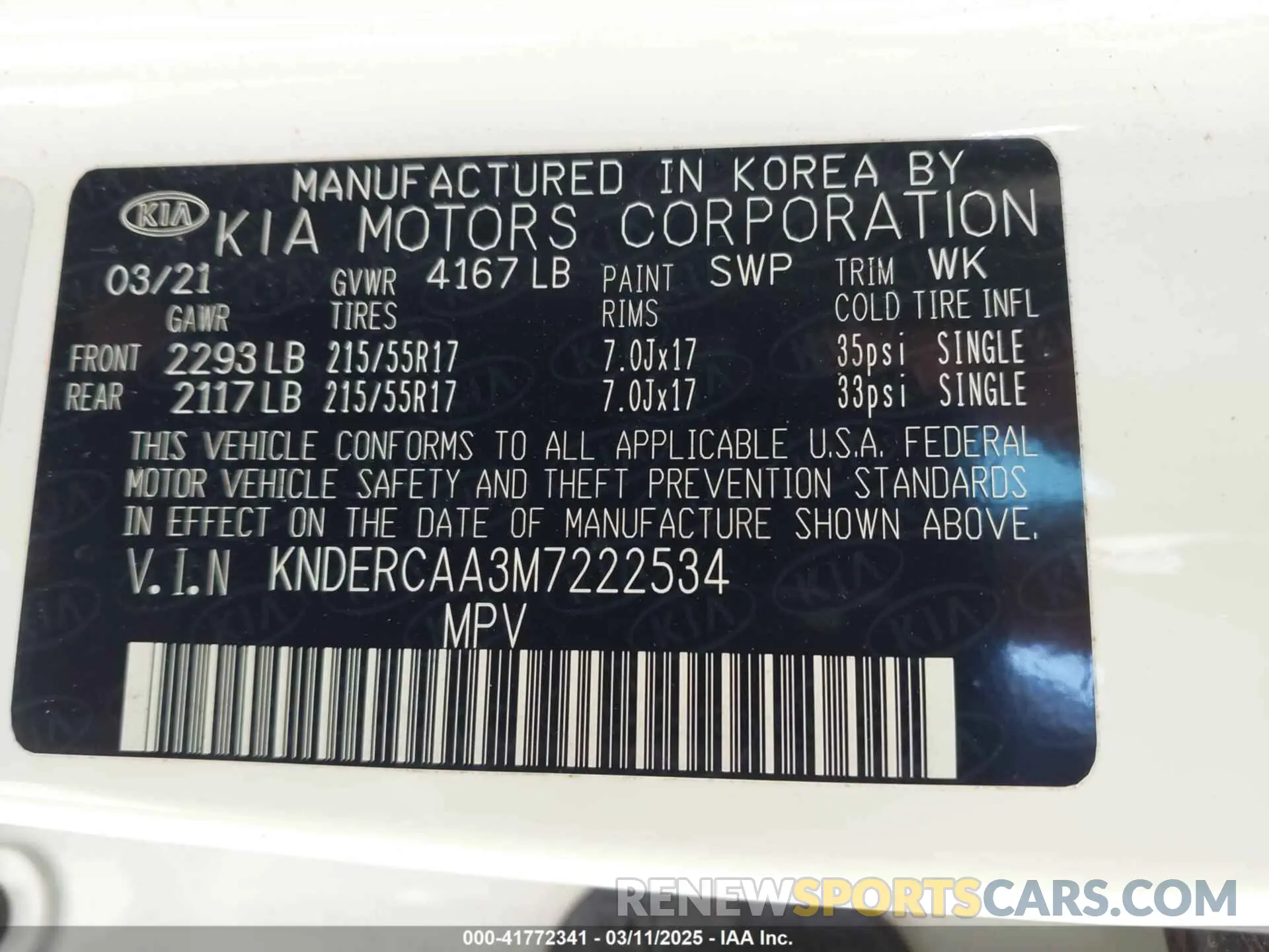 9 Photograph of a damaged car KNDERCAA3M7222534 KIA SELTOS 2021