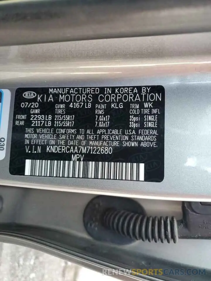 13 Photograph of a damaged car KNDERCAA7M7122680 KIA SELTOS 2021