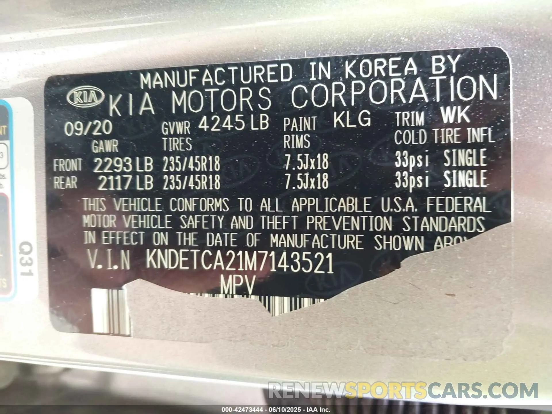 9 Photograph of a damaged car KNDETCA21M7143521 KIA SELTOS 2021