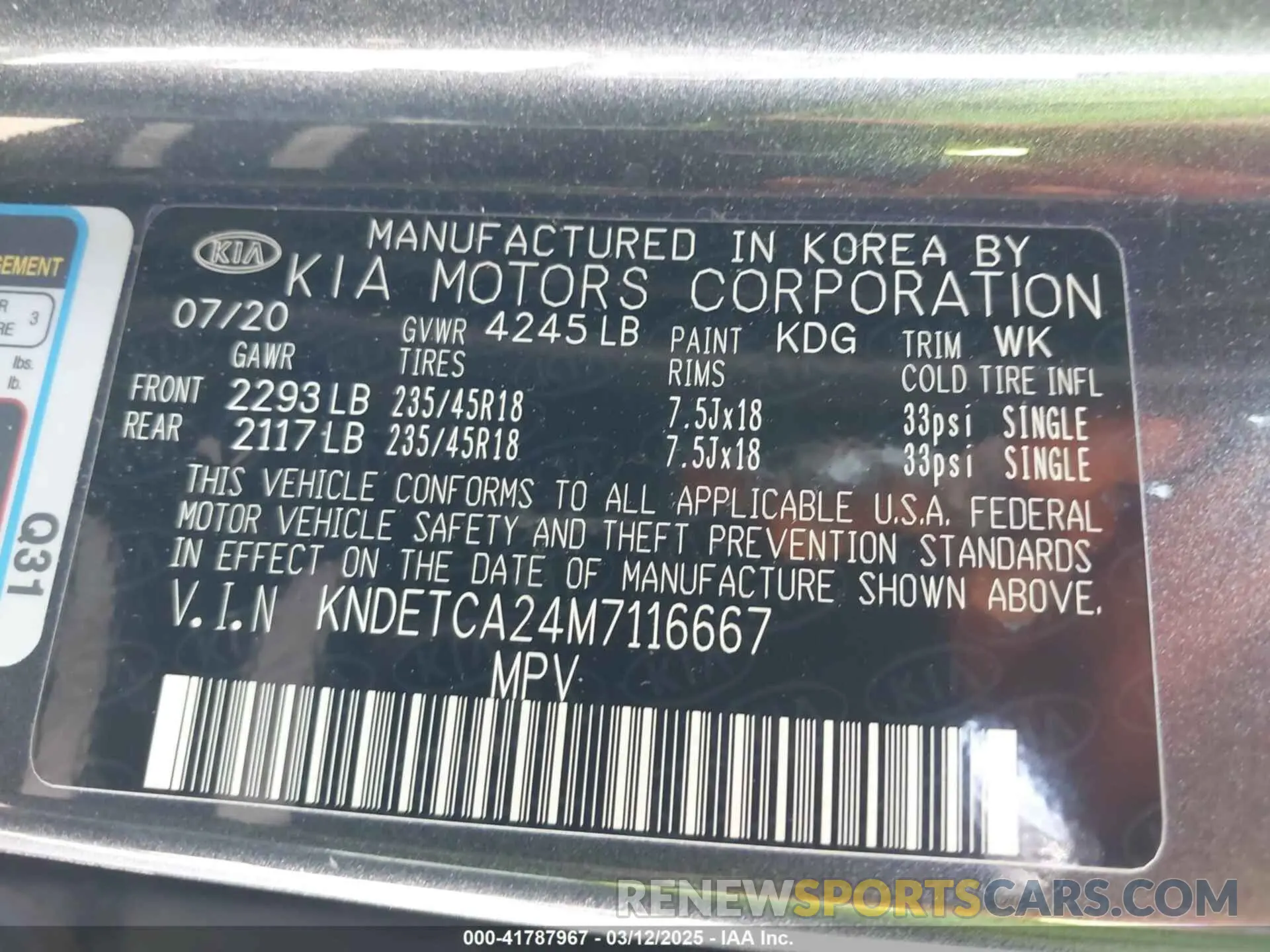 9 Photograph of a damaged car KNDETCA24M7116667 KIA SELTOS 2021