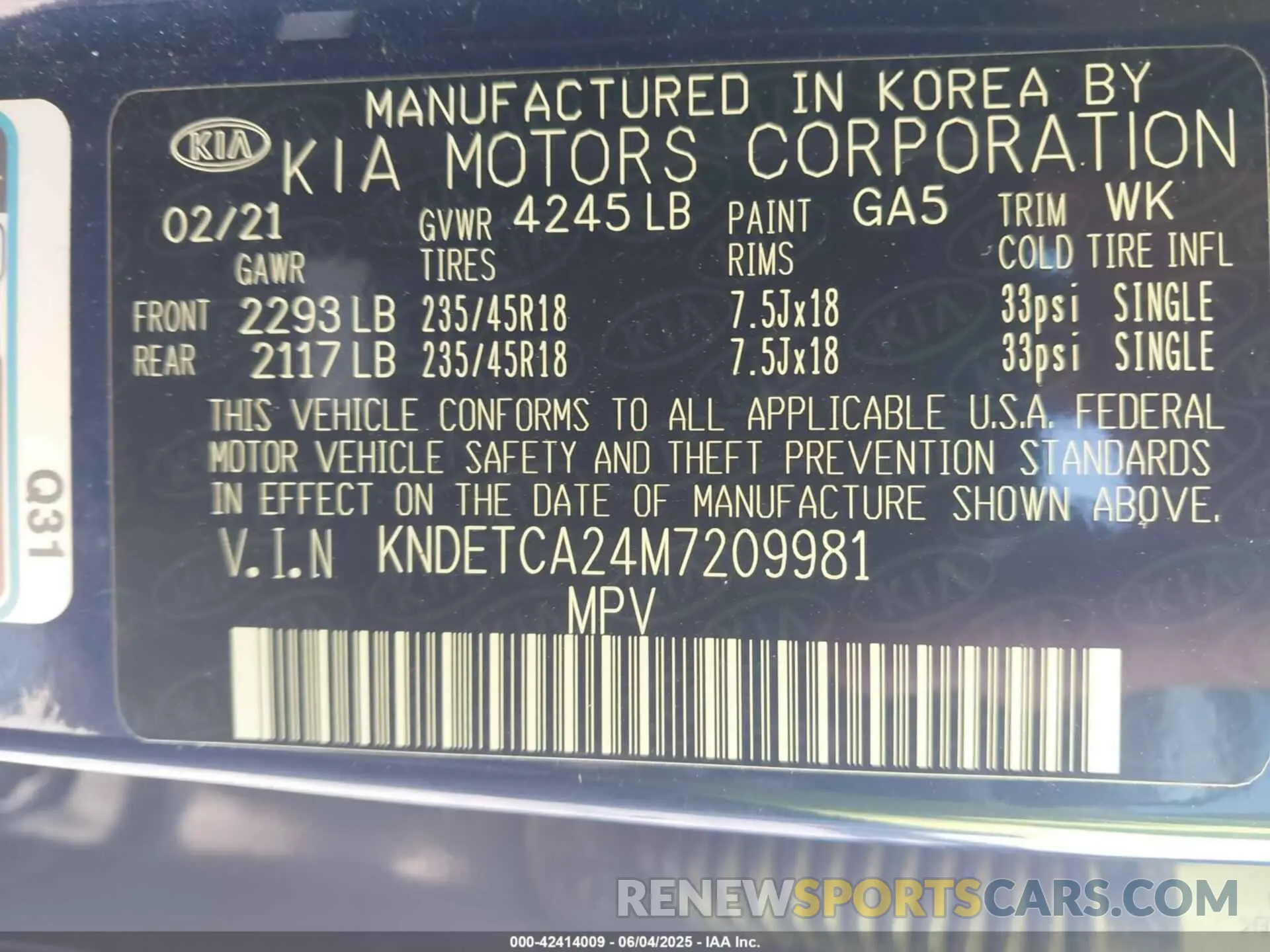 9 Photograph of a damaged car KNDETCA24M7209981 KIA SELTOS 2021