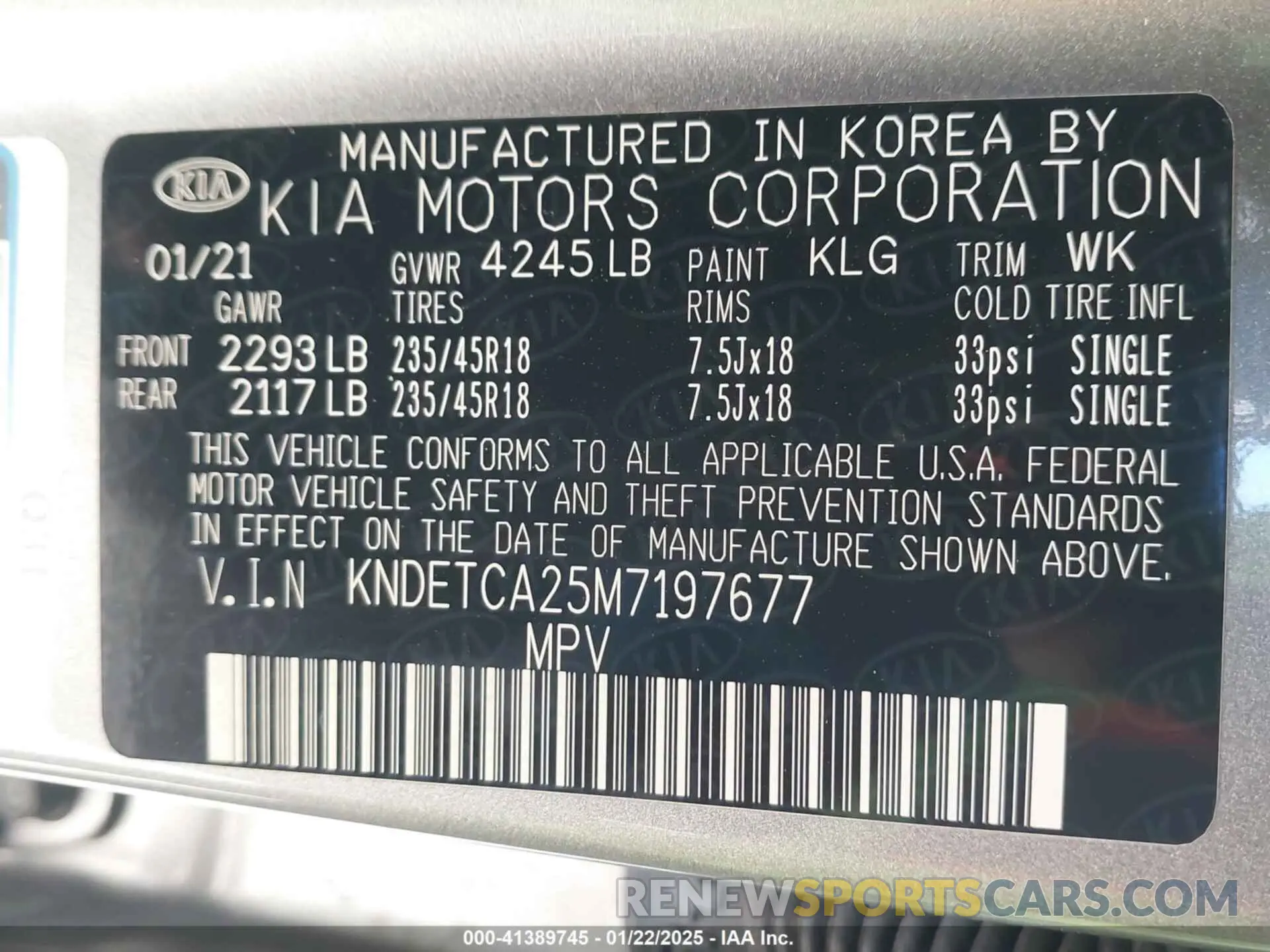 9 Photograph of a damaged car KNDETCA25M7197677 KIA SELTOS 2021