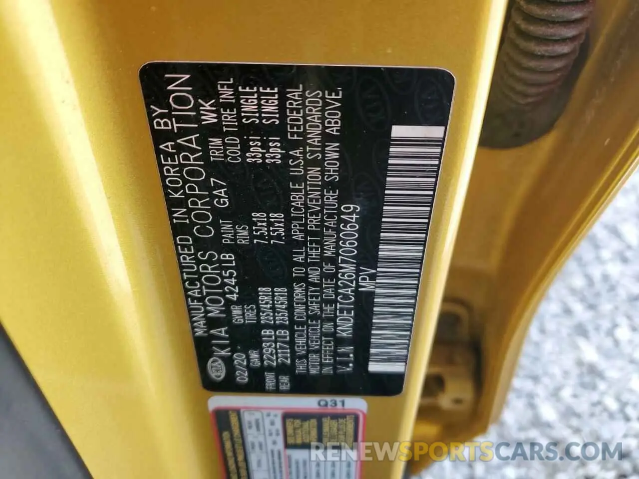 14 Photograph of a damaged car KNDETCA26M7060649 KIA SELTOS 2021