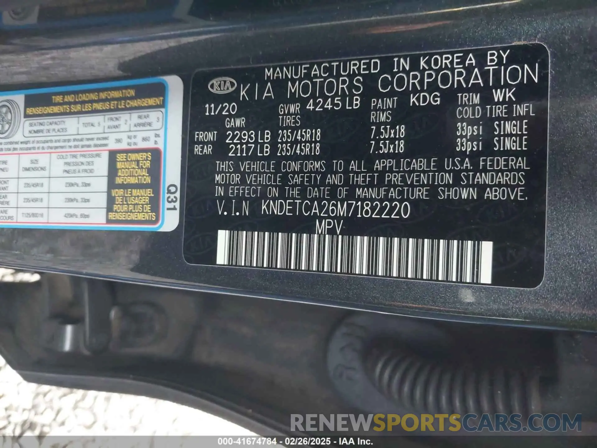 9 Photograph of a damaged car KNDETCA26M7182220 KIA SELTOS 2021