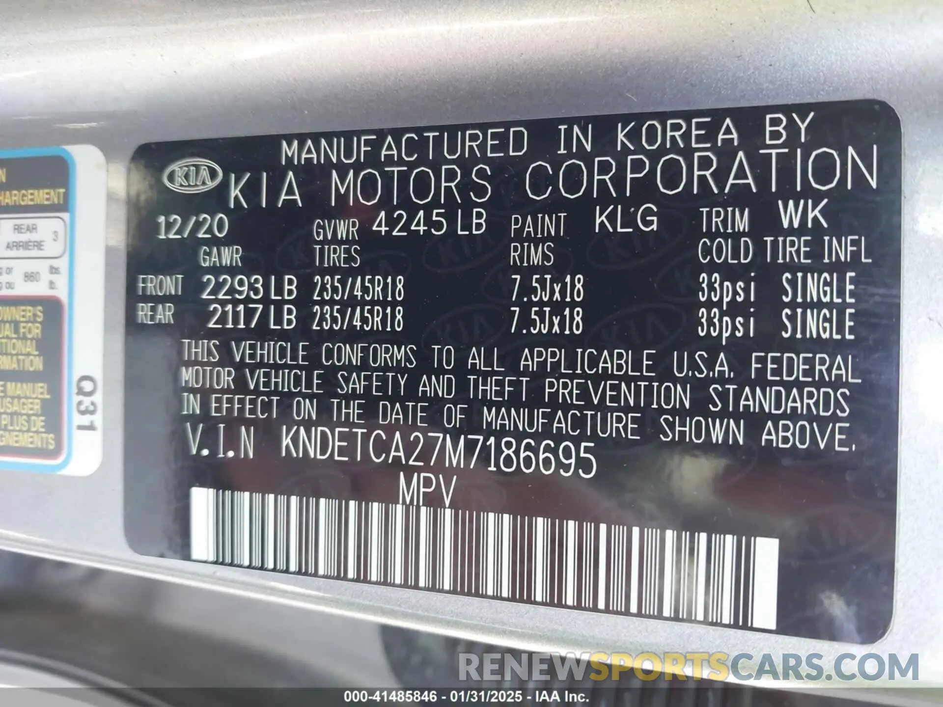 9 Photograph of a damaged car KNDETCA27M7186695 KIA SELTOS 2021