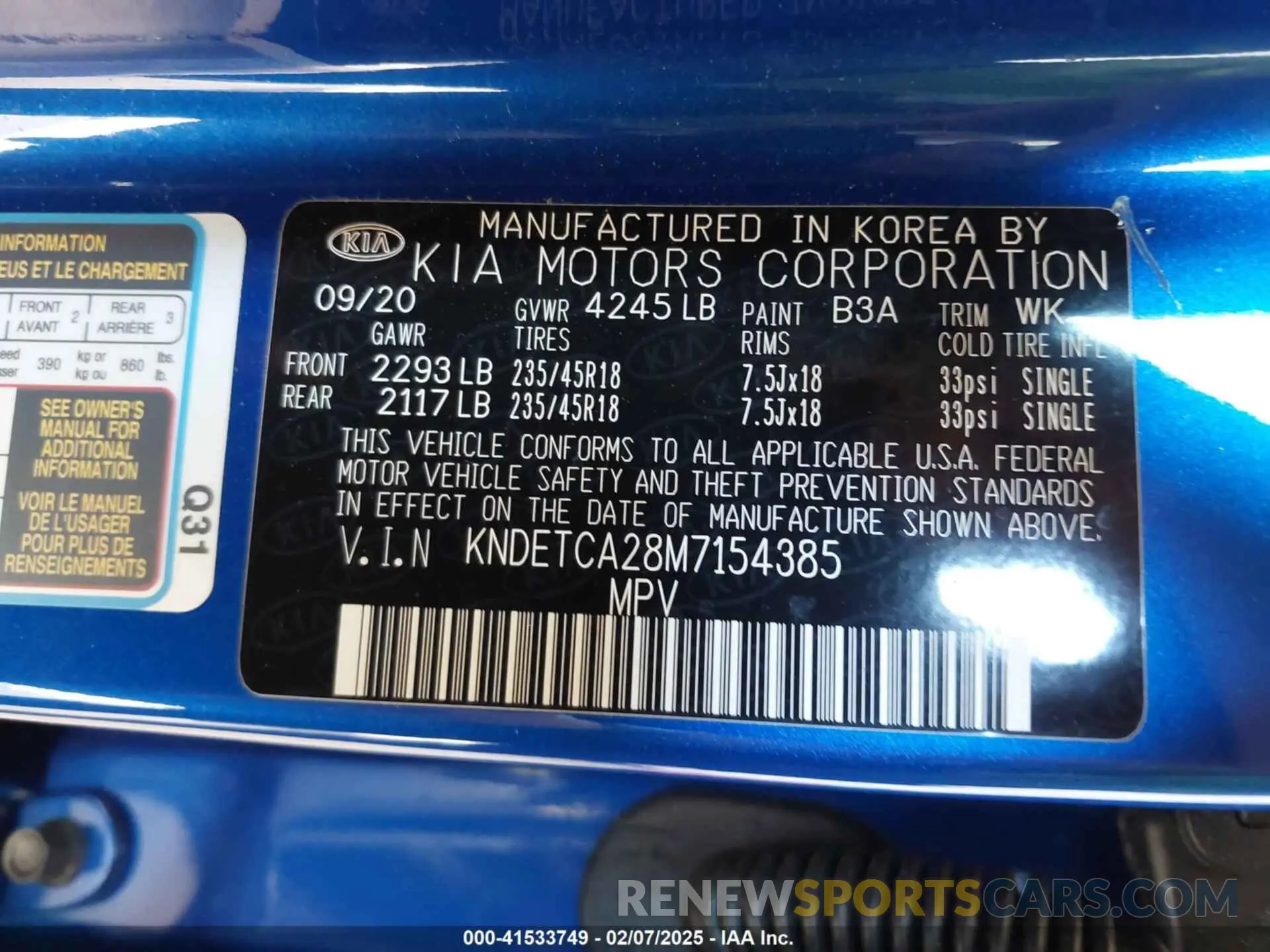 9 Photograph of a damaged car KNDETCA28M7154385 KIA SELTOS 2021