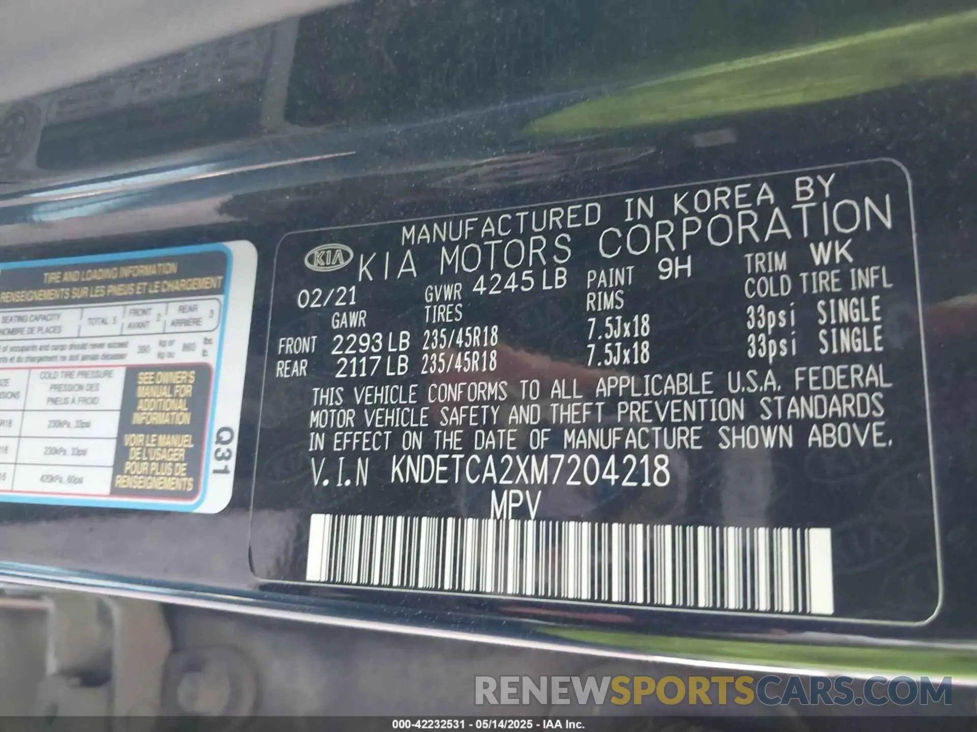9 Photograph of a damaged car KNDETCA2XM7204218 KIA SELTOS 2021