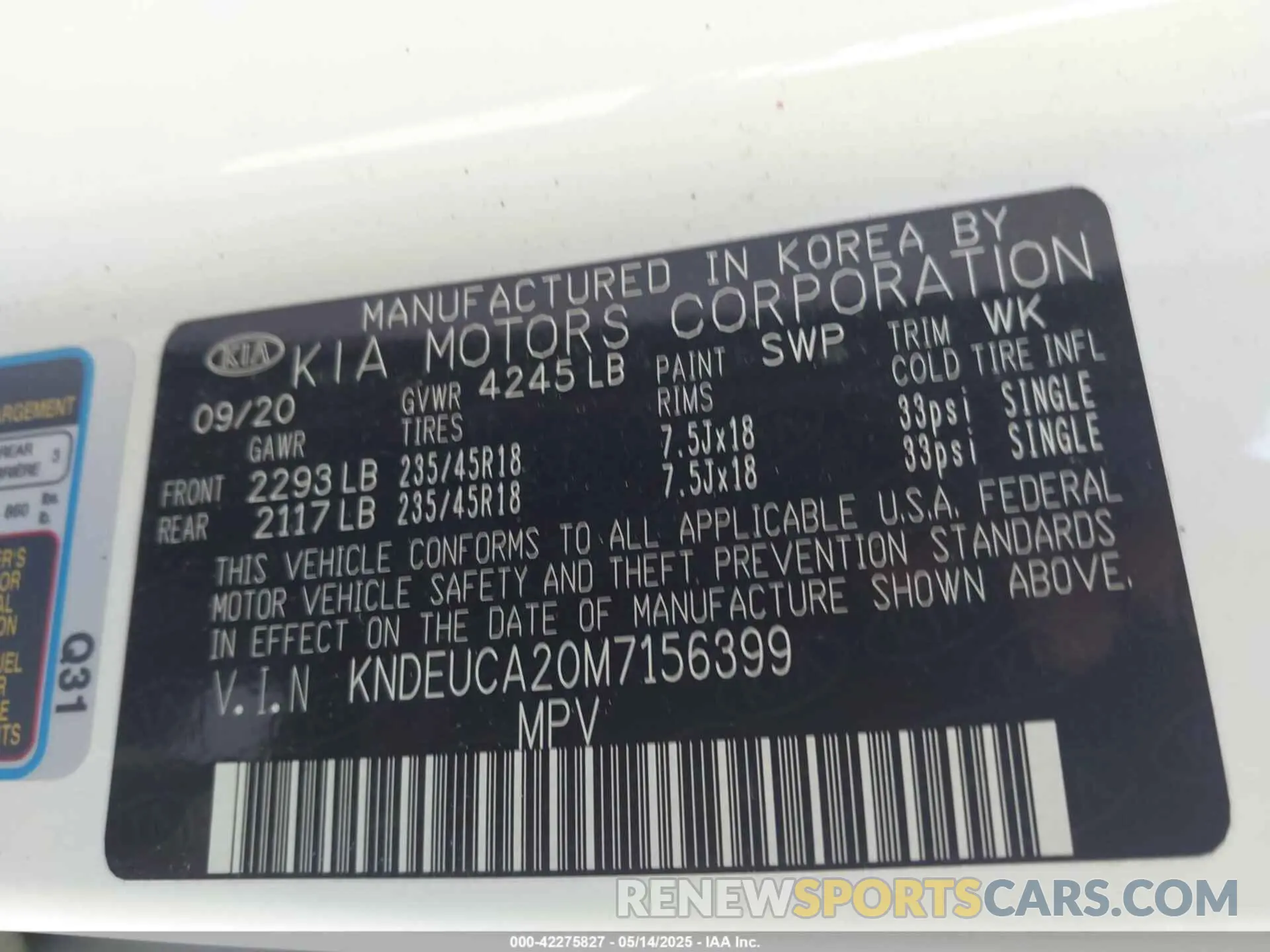 9 Photograph of a damaged car KNDEUCA20M7156399 KIA SELTOS 2021