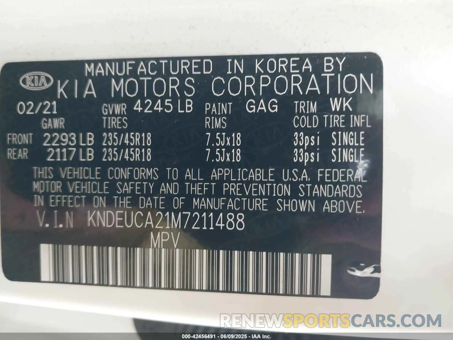 9 Photograph of a damaged car KNDEUCA21M7211488 KIA SELTOS 2021