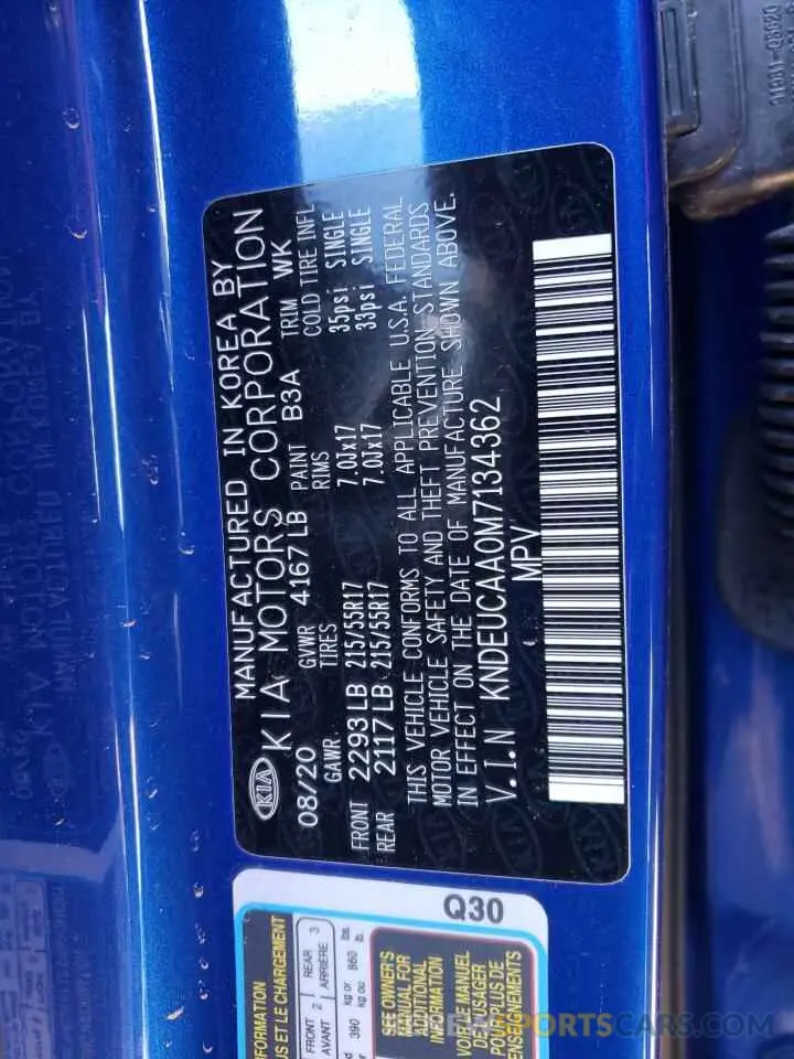 13 Photograph of a damaged car KNDEUCAA0M7134362 KIA SELTOS 2021