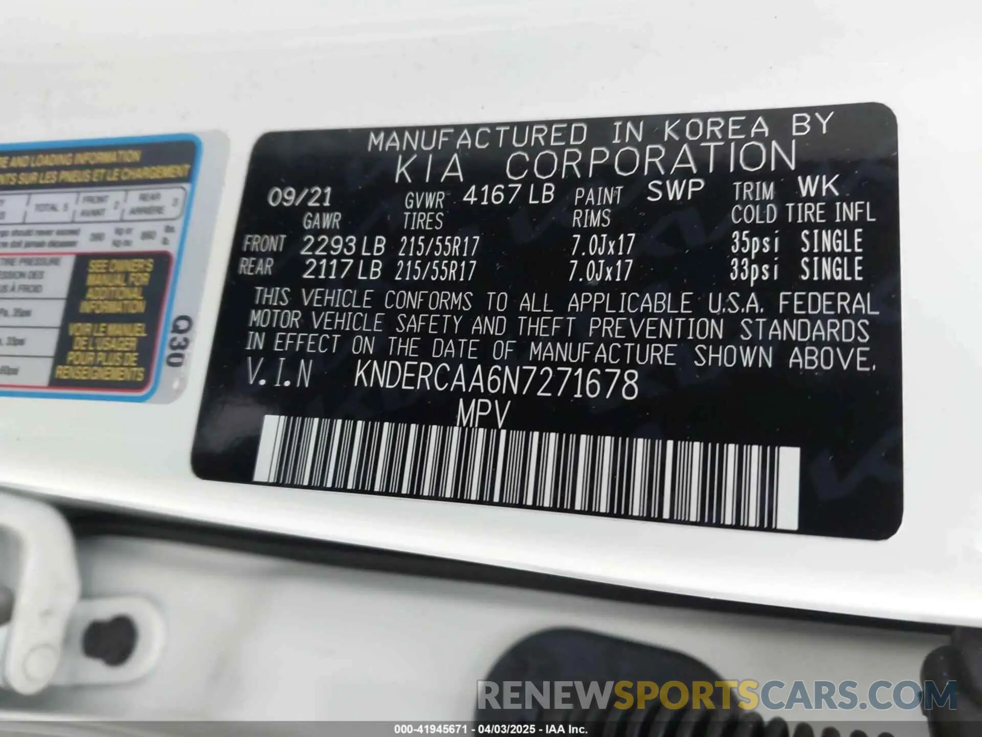 9 Photograph of a damaged car KNDERCAA6N7271678 KIA SELTOS 2022