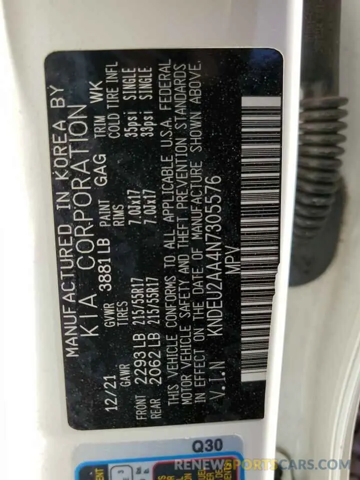 13 Photograph of a damaged car KNDEU2AA4N7305576 KIA SELTOS 2022