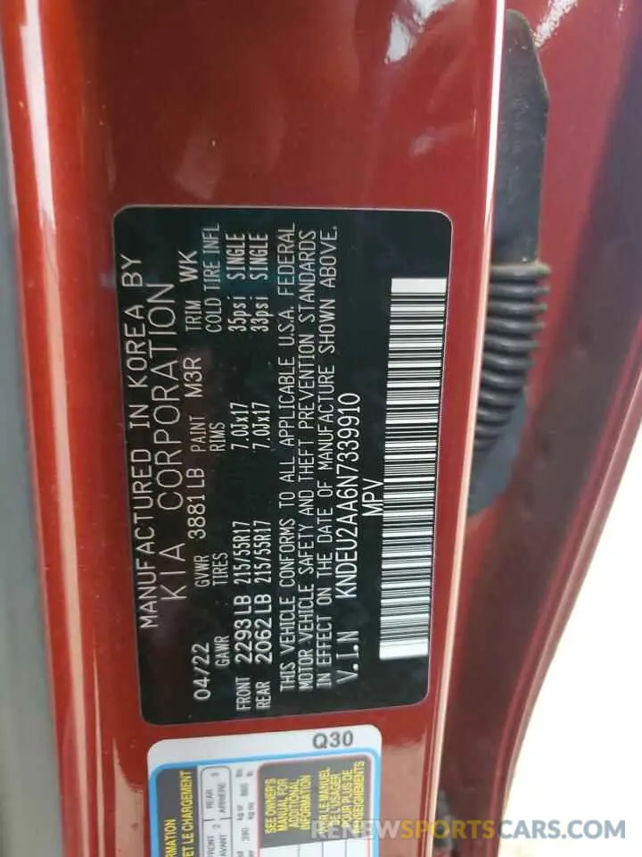 13 Photograph of a damaged car KNDEU2AA6N7339910 KIA SELTOS 2022