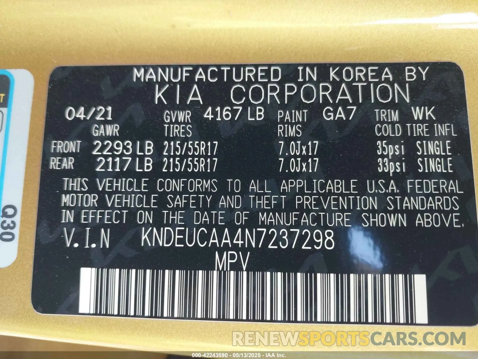 9 Photograph of a damaged car KNDEUCAA4N7237298 KIA SELTOS 2022