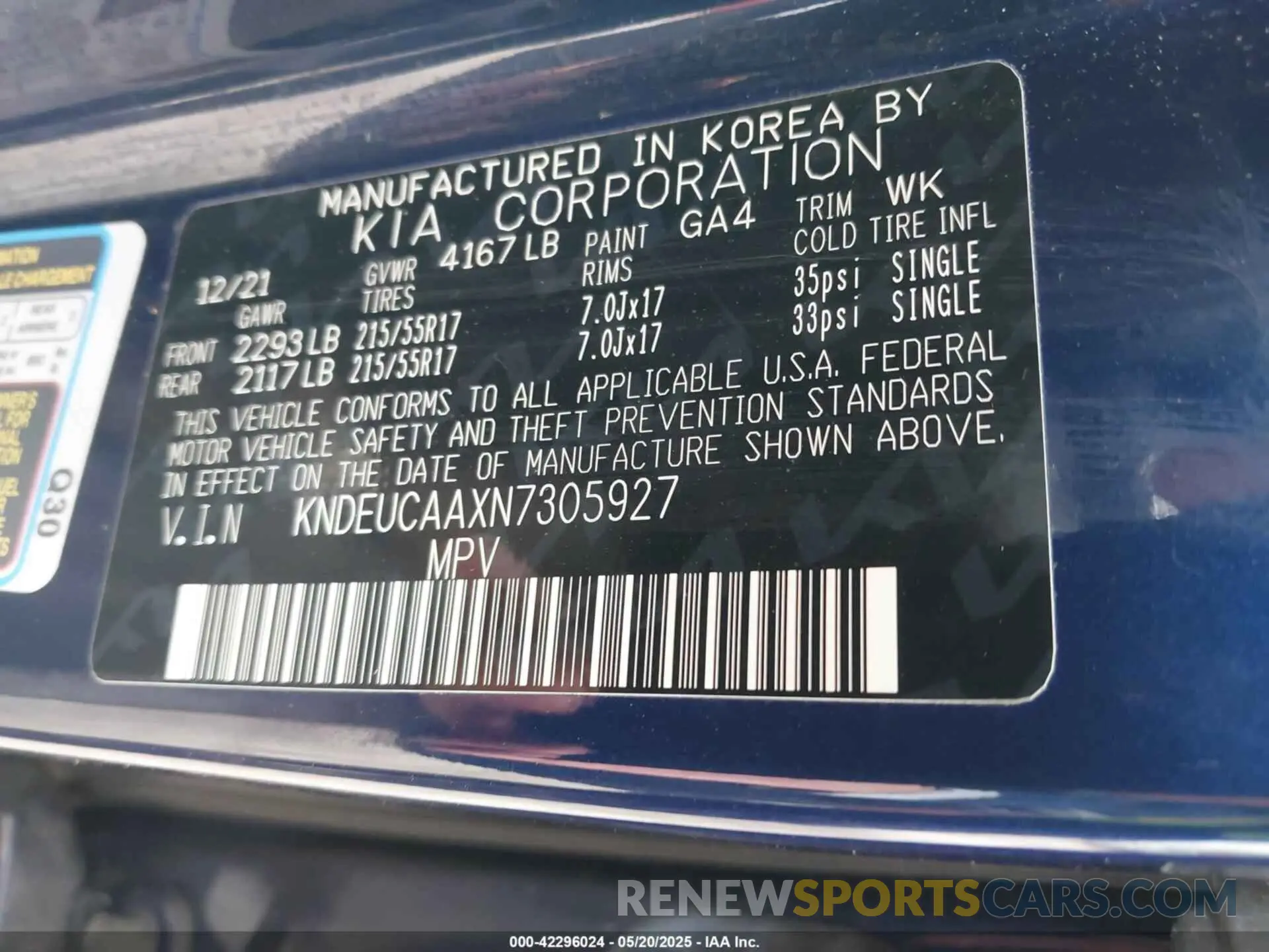 9 Photograph of a damaged car KNDEUCAAXN7305927 KIA SELTOS 2022