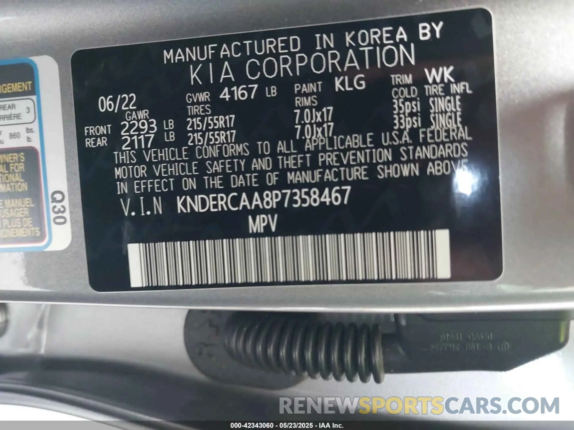 9 Photograph of a damaged car KNDERCAA8P7358467 KIA SELTOS 2023