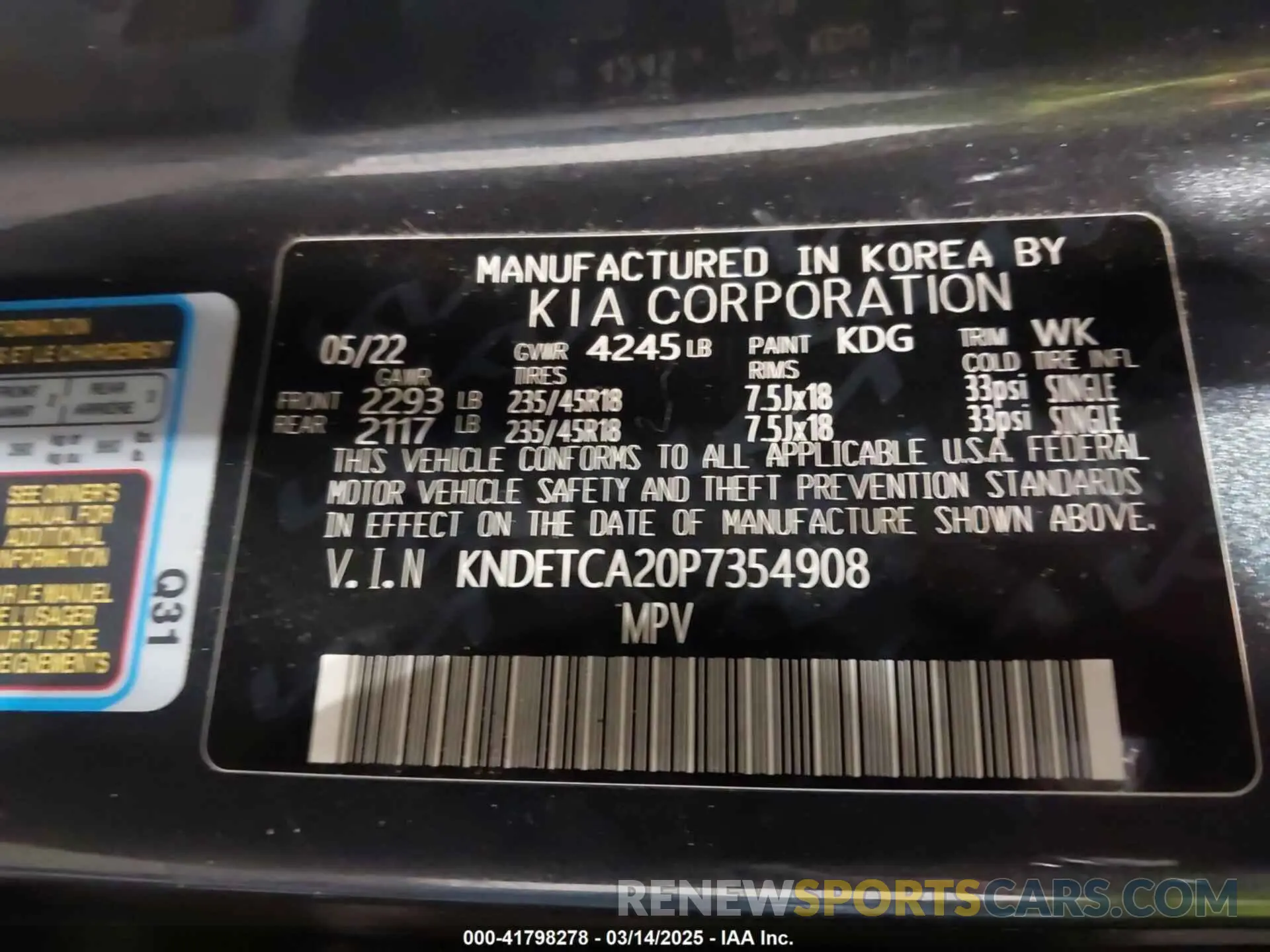 9 Photograph of a damaged car KNDETCA20P7354908 KIA SELTOS 2023