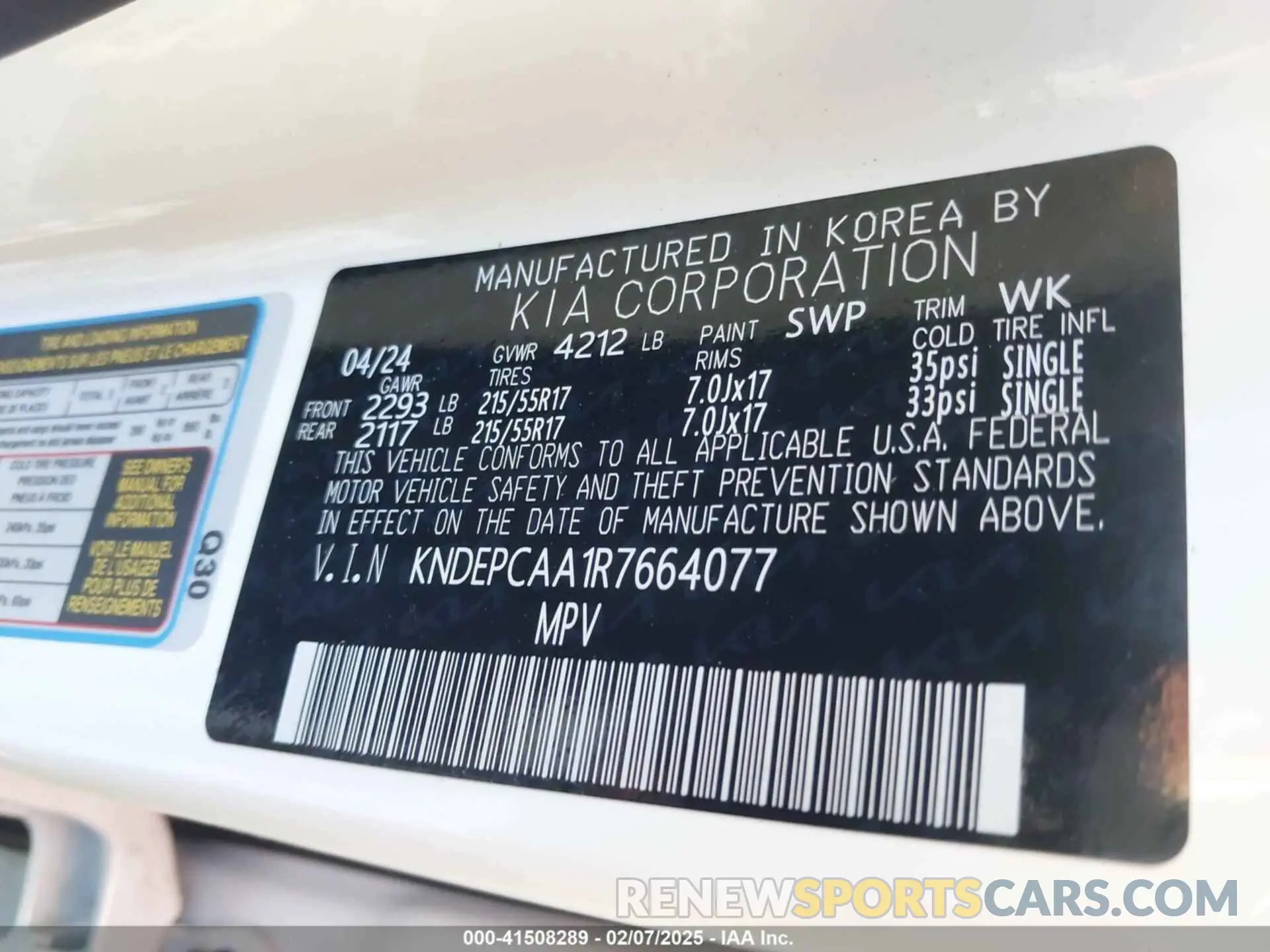 9 Photograph of a damaged car KNDEPCAA1R7664077 KIA SELTOS 2024