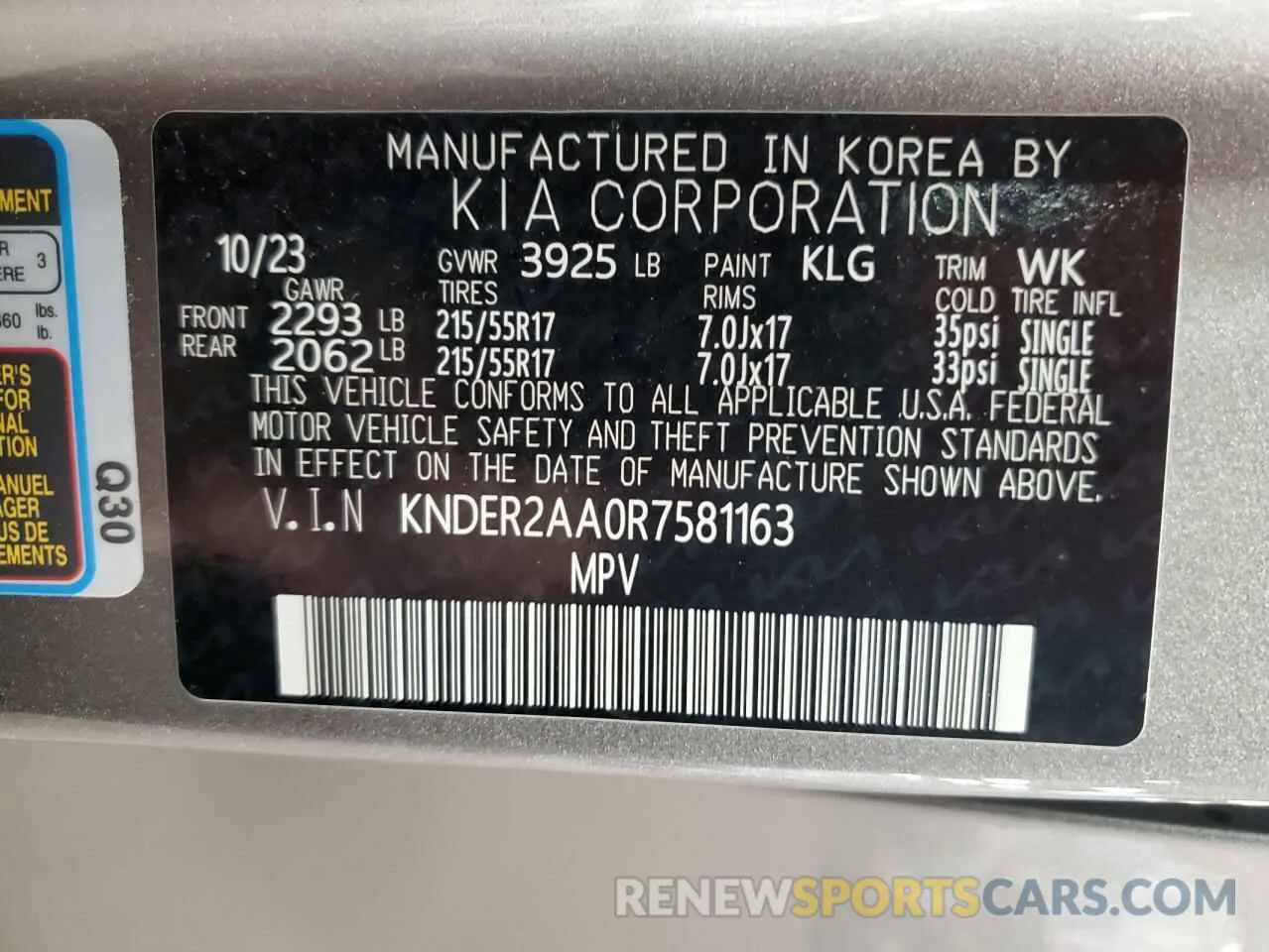 14 Photograph of a damaged car KNDER2AA0R7581163 KIA SELTOS 2024