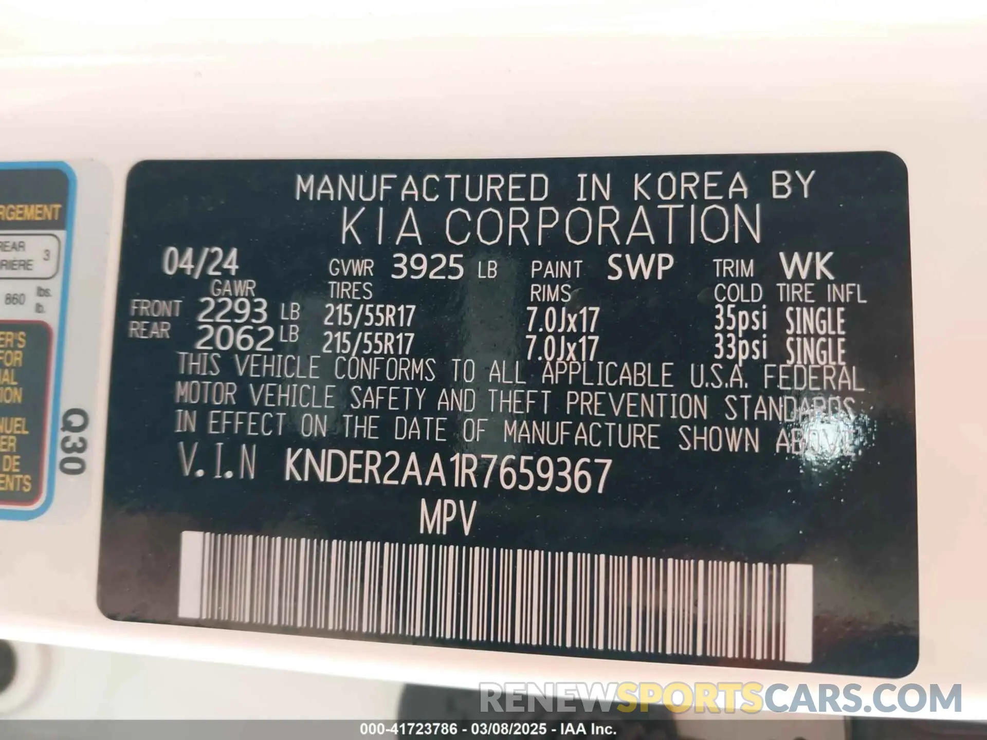 9 Photograph of a damaged car KNDER2AA1R7659367 KIA SELTOS 2024