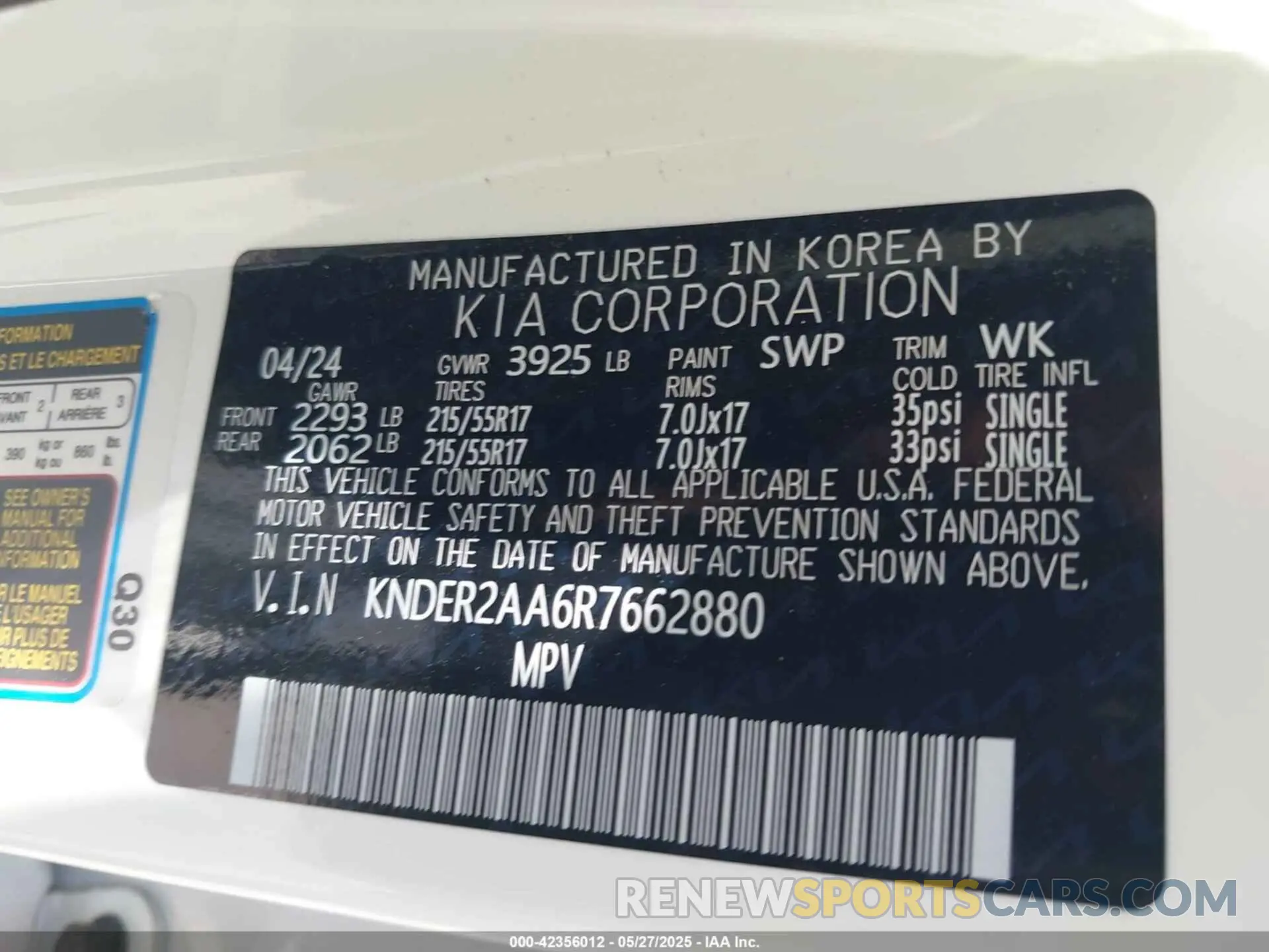 9 Photograph of a damaged car KNDER2AA6R7662880 KIA SELTOS 2024