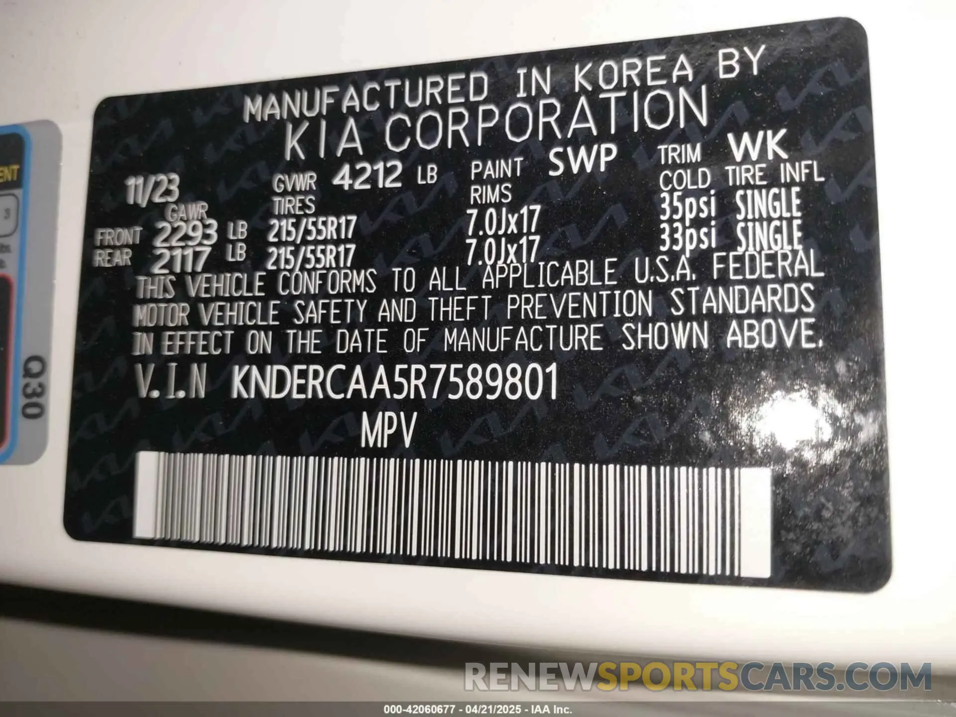 9 Photograph of a damaged car KNDERCAA5R7589801 KIA SELTOS 2024