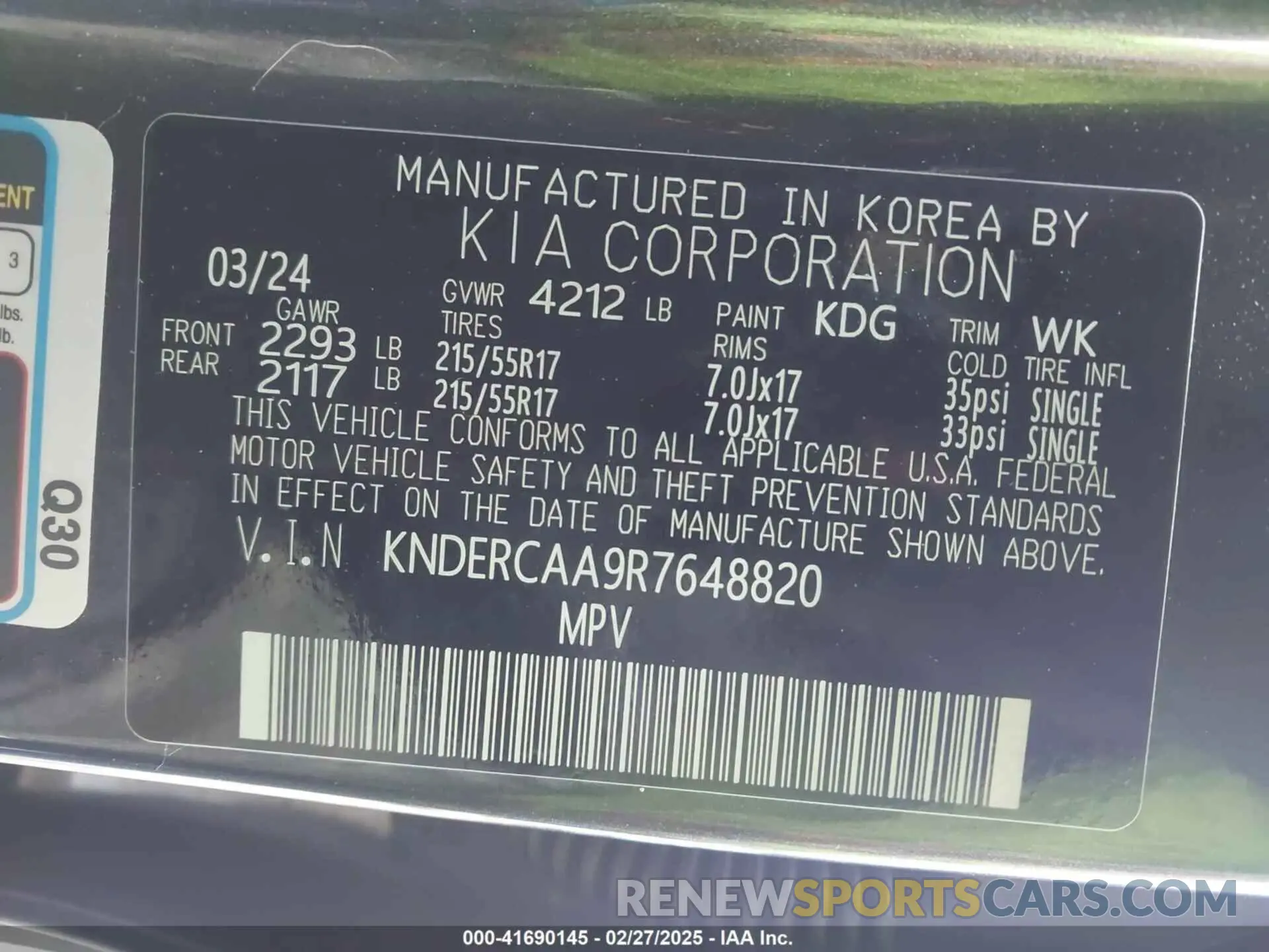 9 Photograph of a damaged car KNDERCAA9R7648820 KIA SELTOS 2024