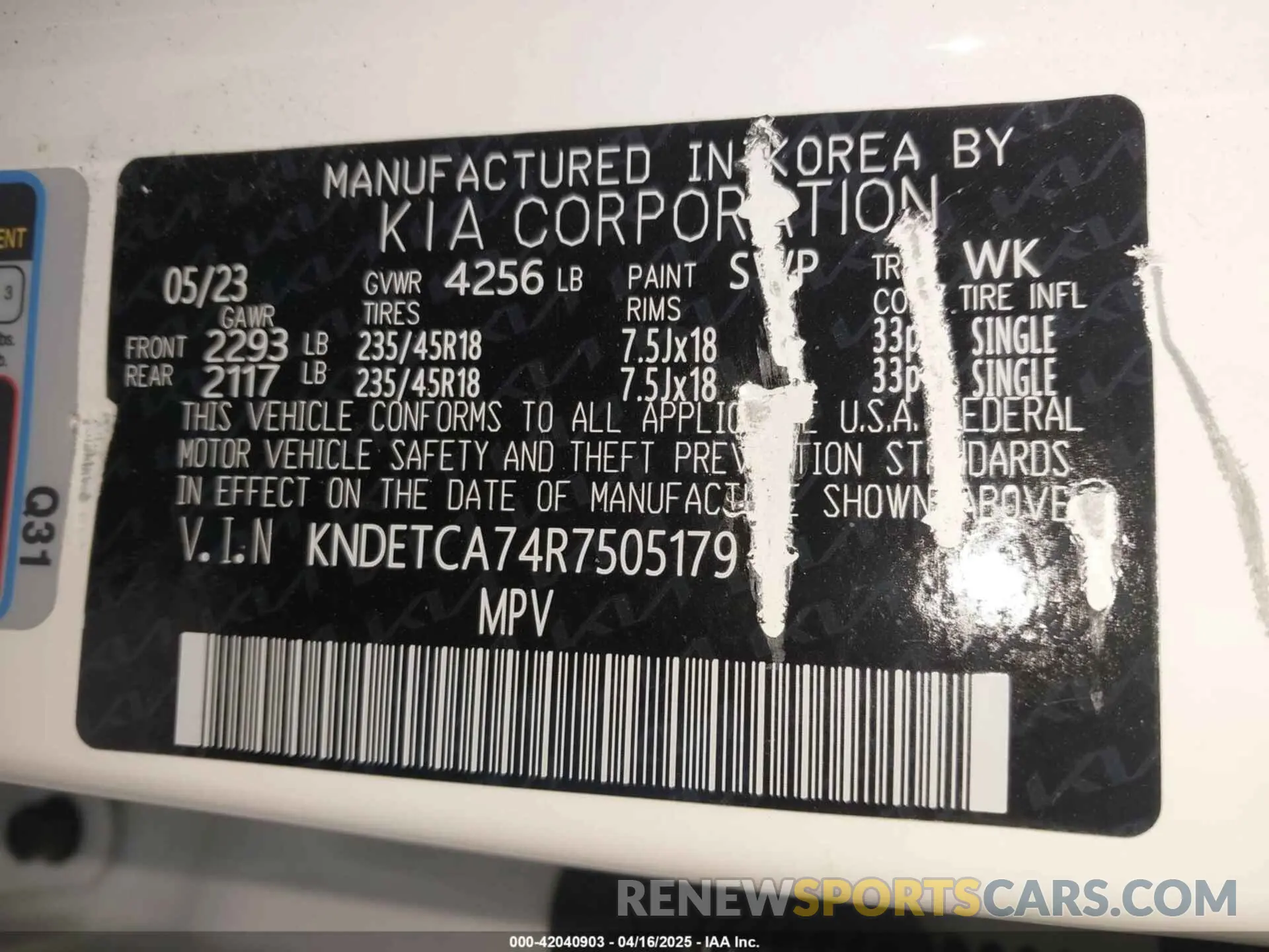9 Photograph of a damaged car KNDETCA74R7505179 KIA SELTOS 2024