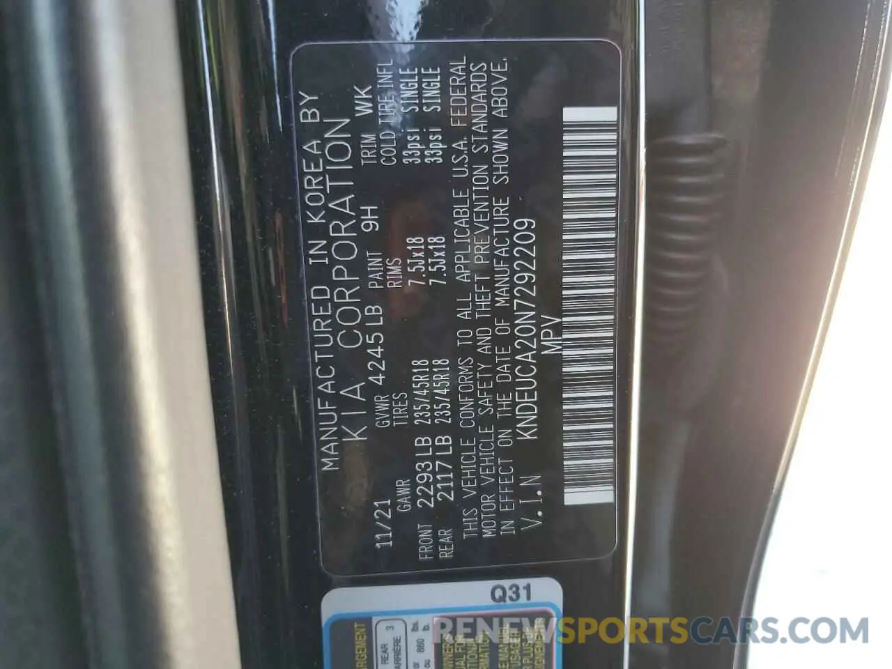 15 Photograph of a damaged car KNDEUCA20N7292209 KIA SELTOS NIG 2022