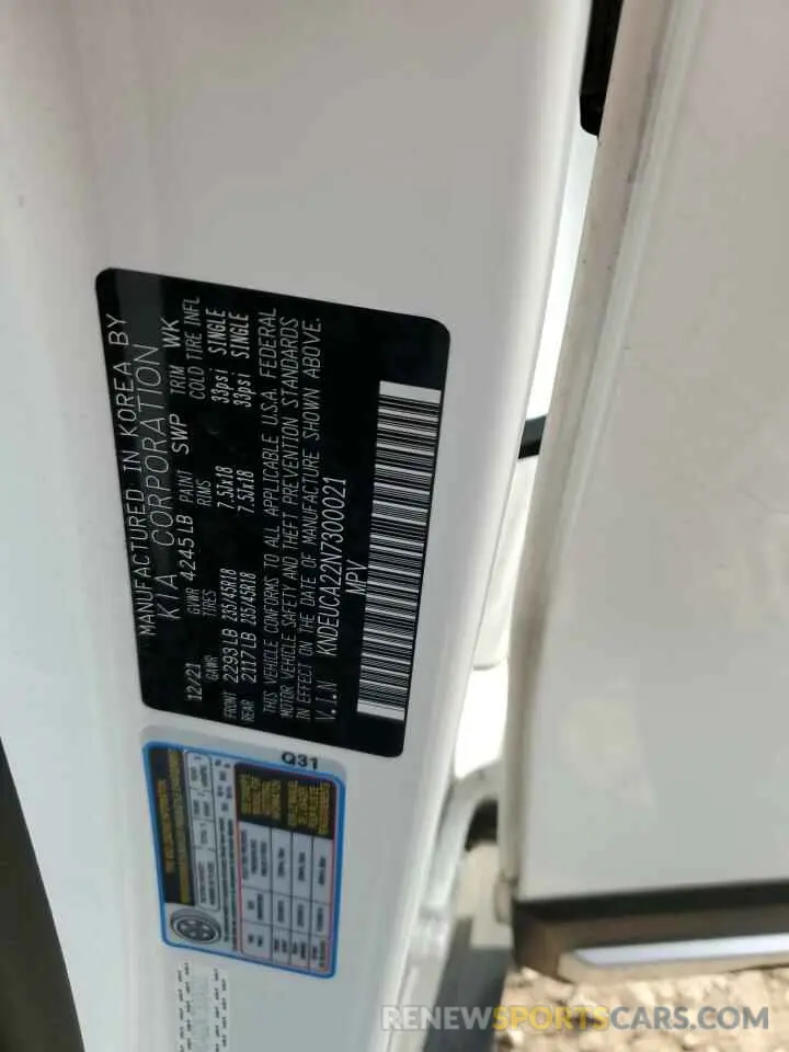 13 Photograph of a damaged car KNDEUCA22N7300021 KIA SELTOS NIG 2022