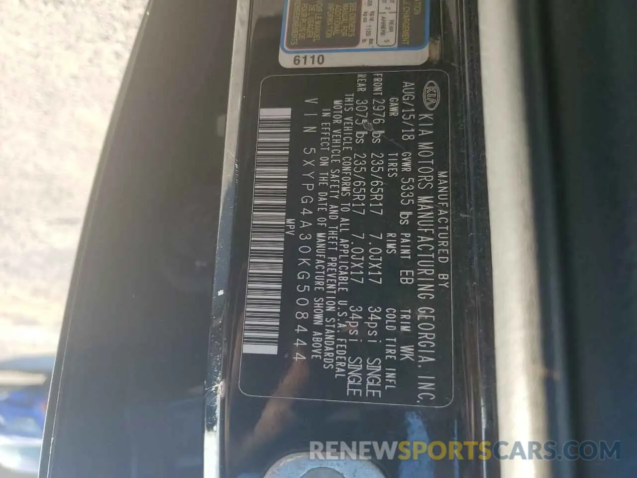 15 Photograph of a damaged car 5XYPG4A30KG508444 KIA SORENTO 2019