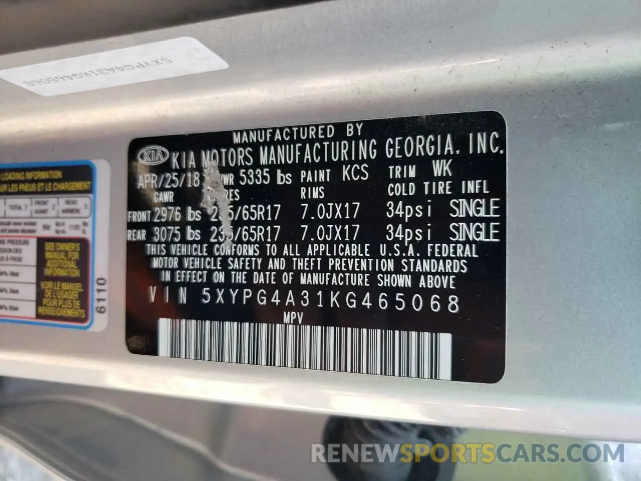 13 Photograph of a damaged car 5XYPG4A31KG465068 KIA SORENTO 2019