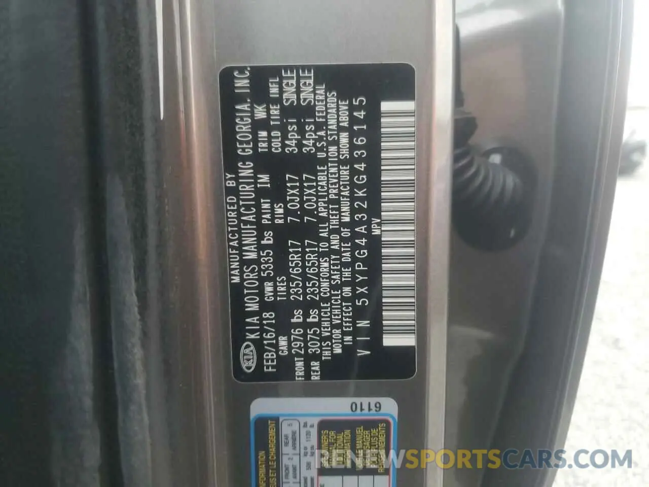13 Photograph of a damaged car 5XYPG4A32KG436145 KIA SORENTO 2019