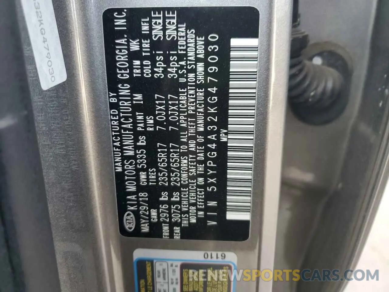 12 Photograph of a damaged car 5XYPG4A32KG479030 KIA SORENTO 2019