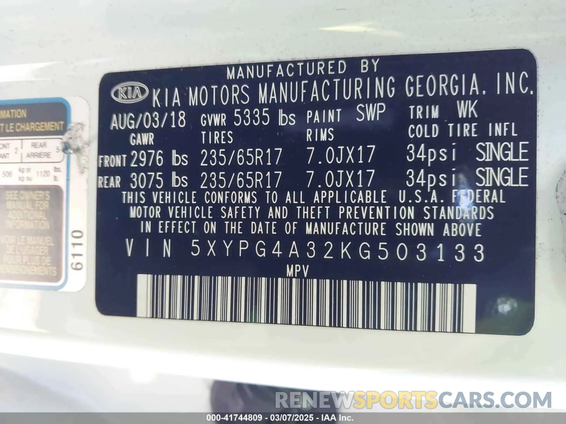 9 Photograph of a damaged car 5XYPG4A32KG503133 KIA SORENTO 2019