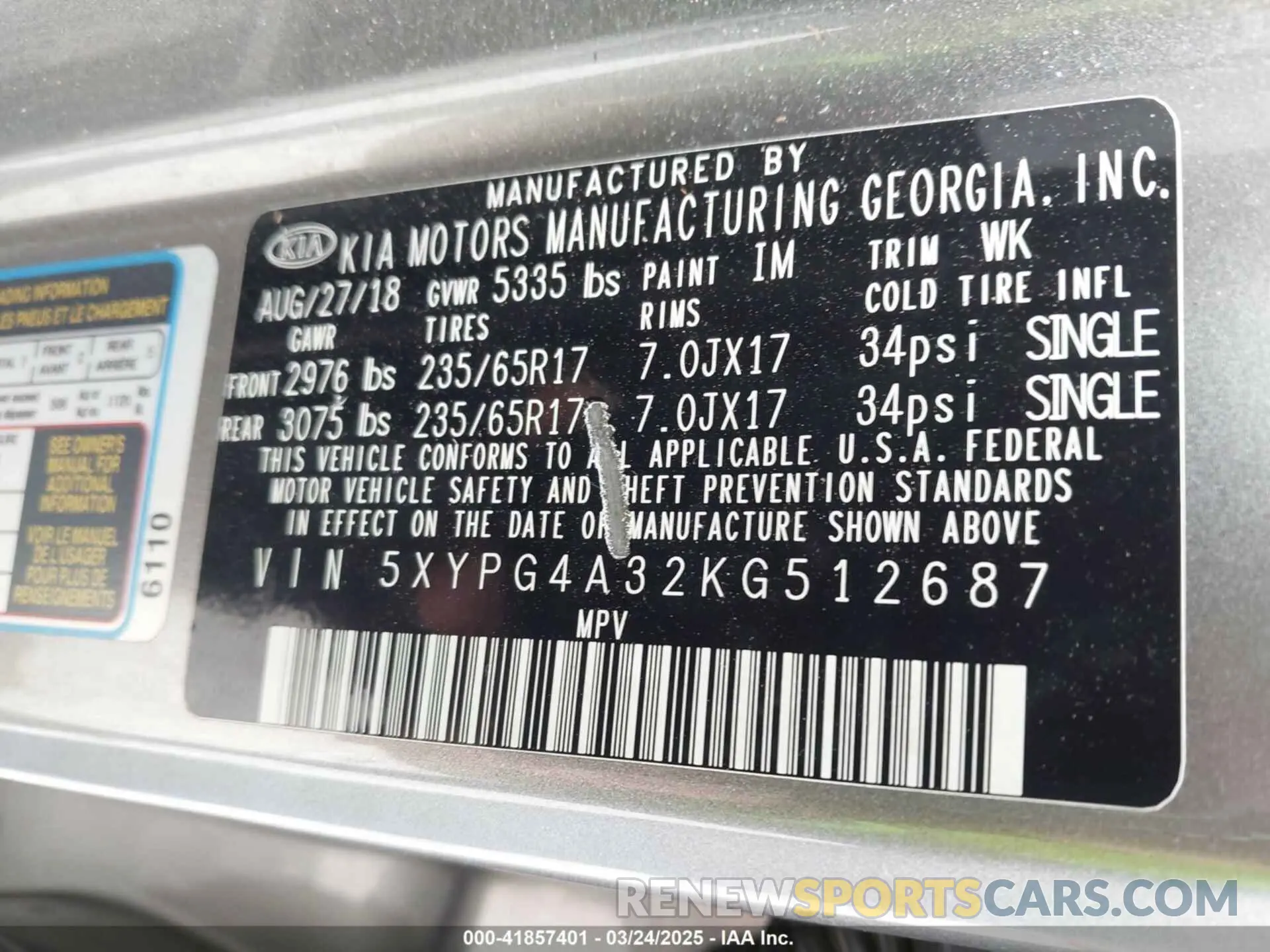 9 Photograph of a damaged car 5XYPG4A32KG512687 KIA SORENTO 2019