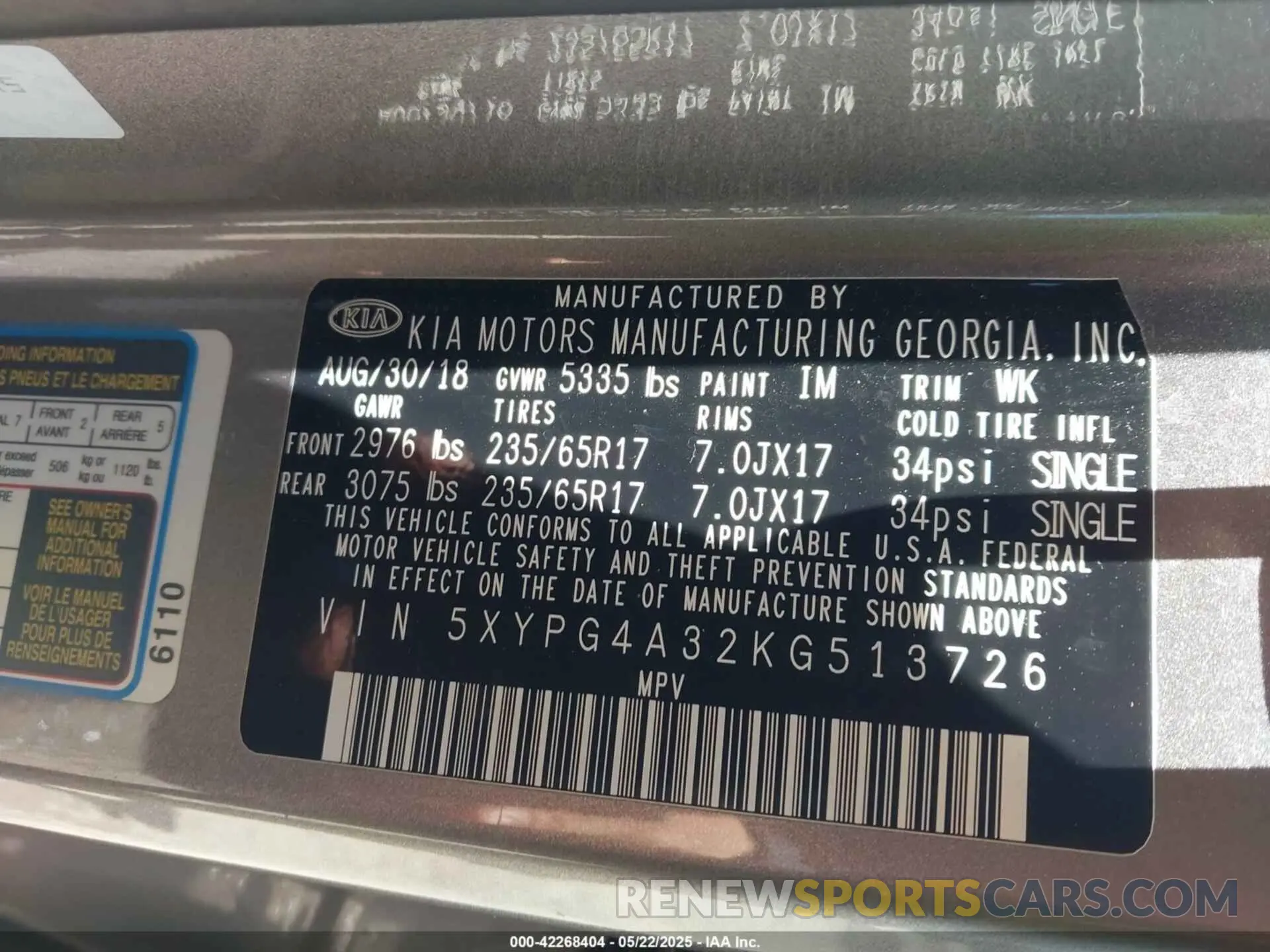9 Photograph of a damaged car 5XYPG4A32KG513726 KIA SORENTO 2019