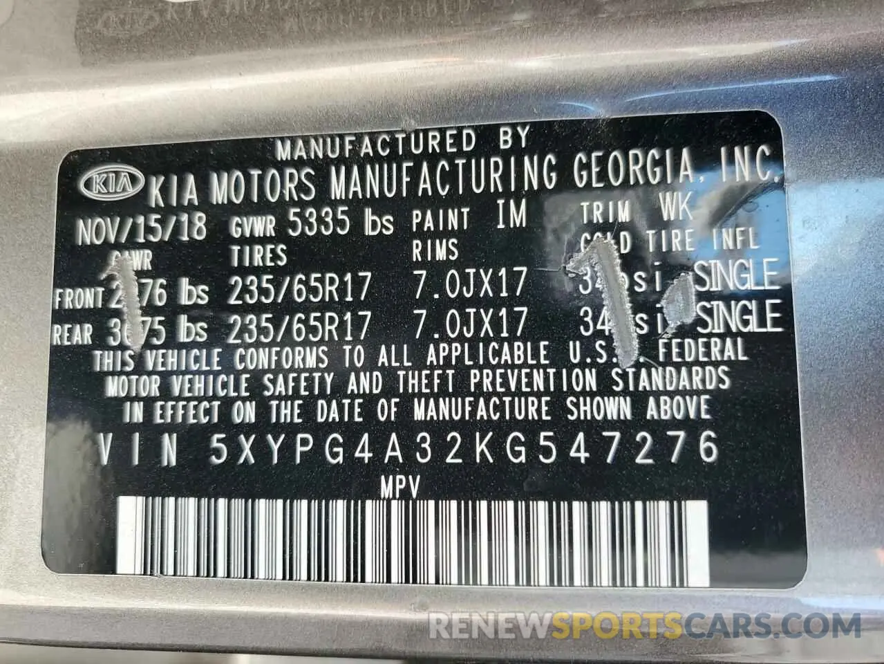 13 Photograph of a damaged car 5XYPG4A32KG547276 KIA SORENTO 2019