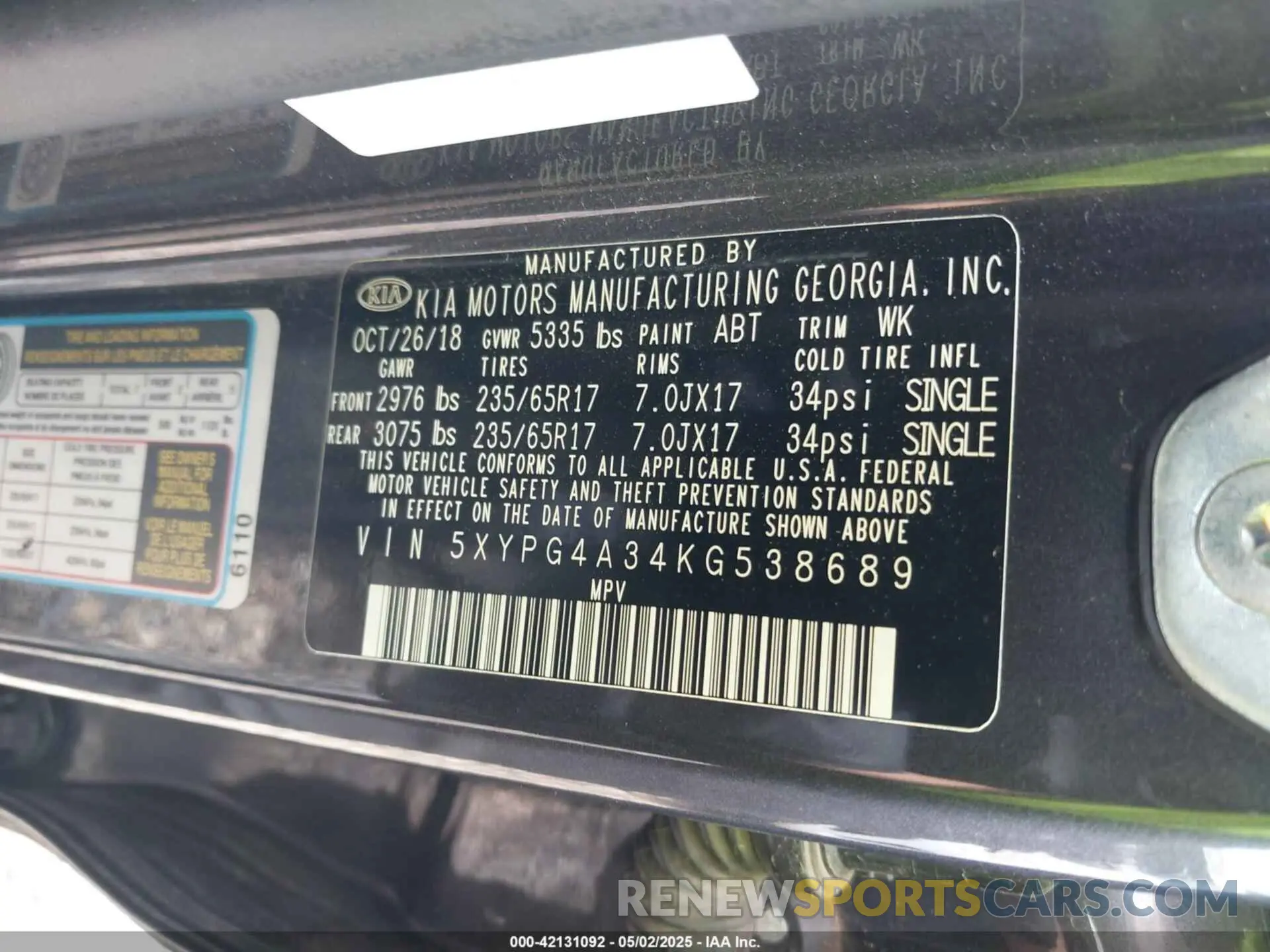 9 Photograph of a damaged car 5XYPG4A34KG538689 KIA SORENTO 2019