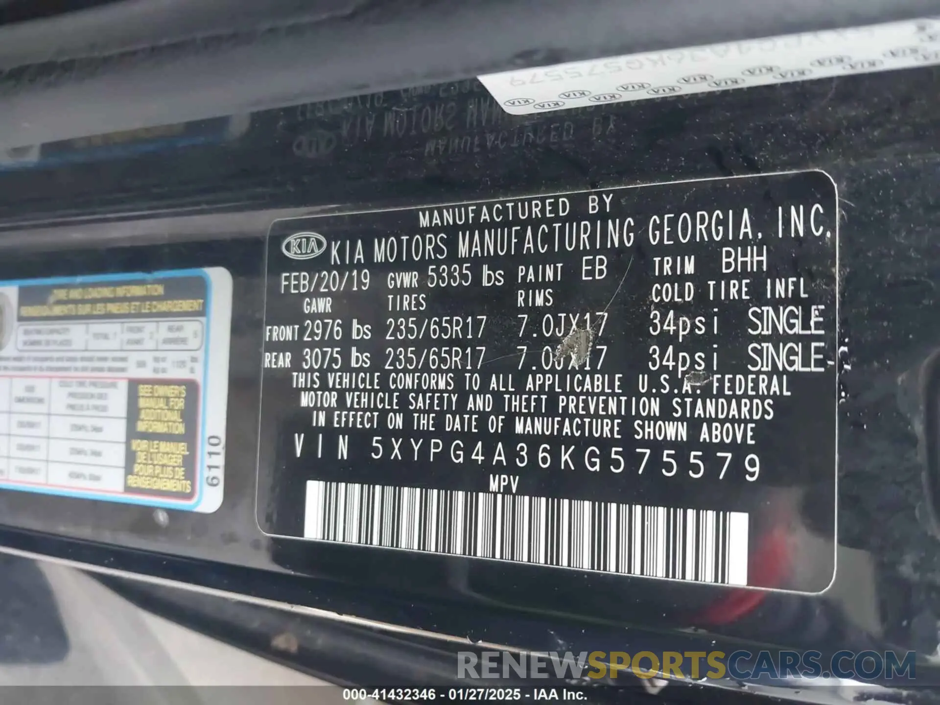 9 Photograph of a damaged car 5XYPG4A36KG575579 KIA SORENTO 2019