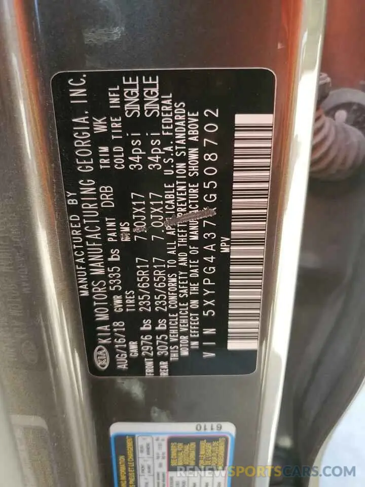14 Photograph of a damaged car 5XYPG4A37KG508702 KIA SORENTO 2019