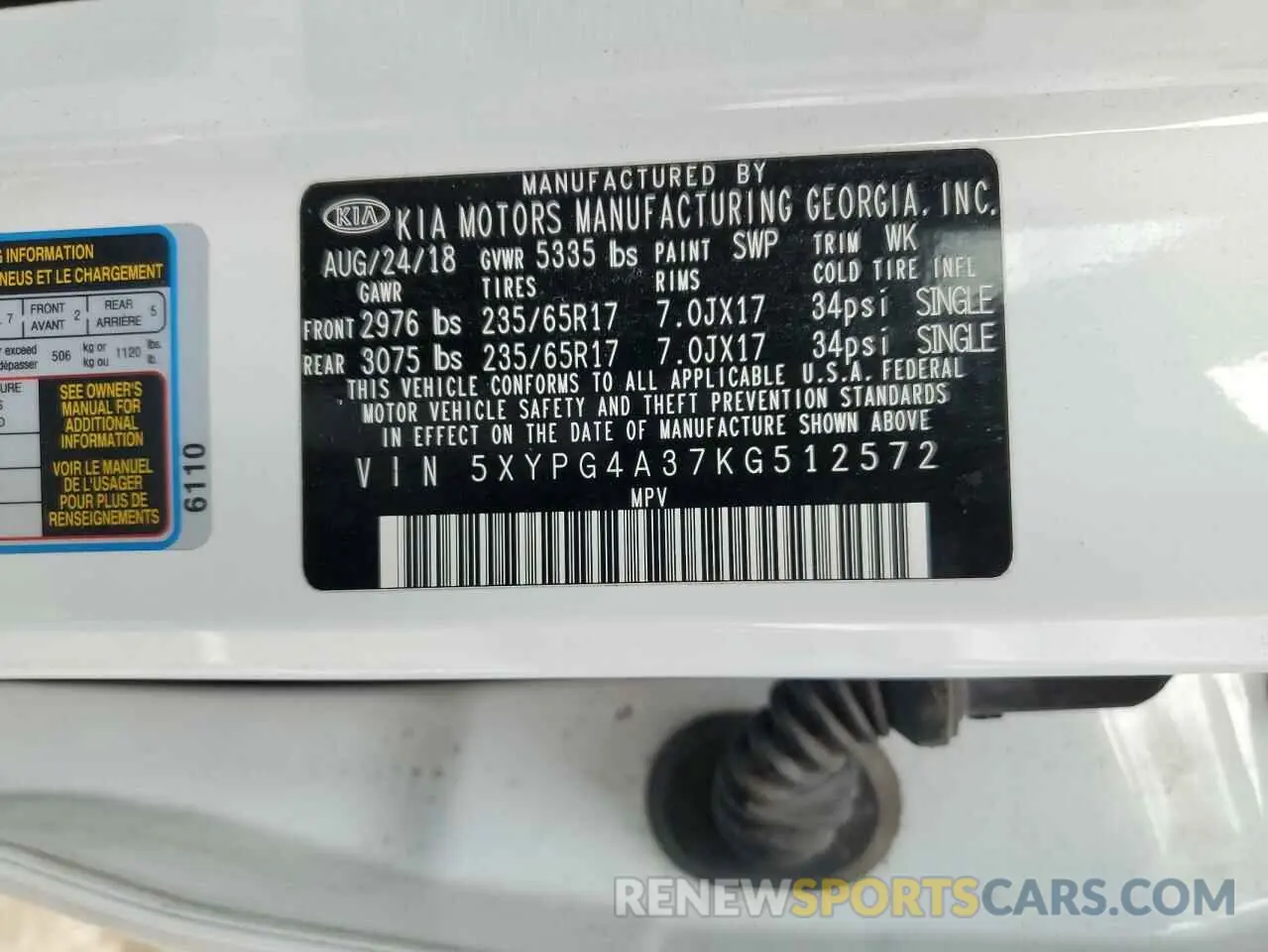 14 Photograph of a damaged car 5XYPG4A37KG512572 KIA SORENTO 2019