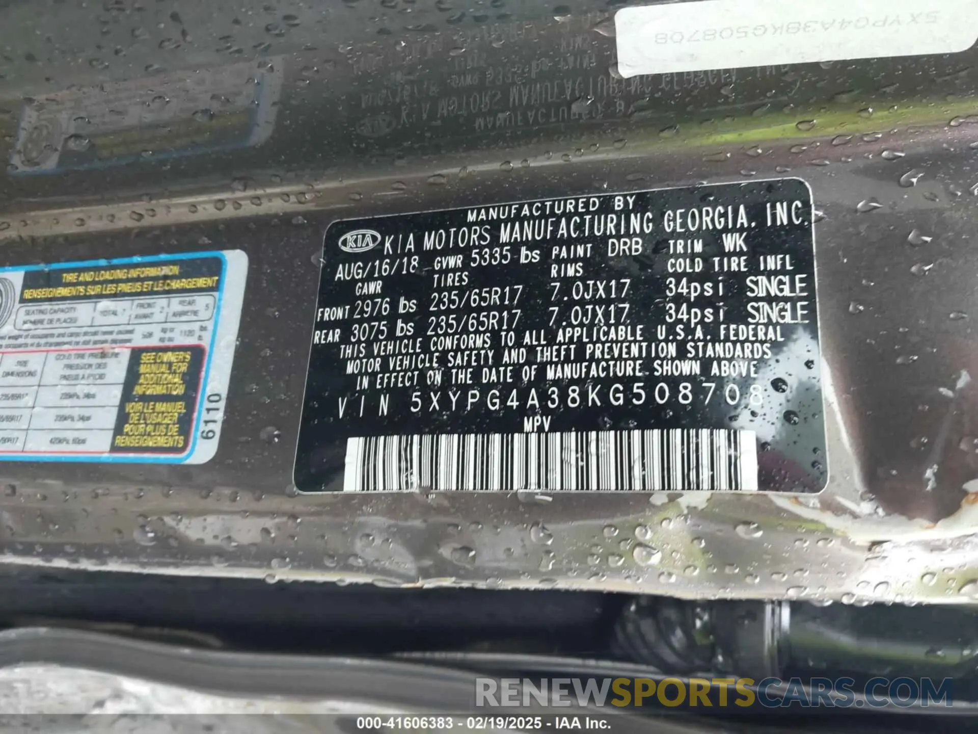 9 Photograph of a damaged car 5XYPG4A38KG508708 KIA SORENTO 2019