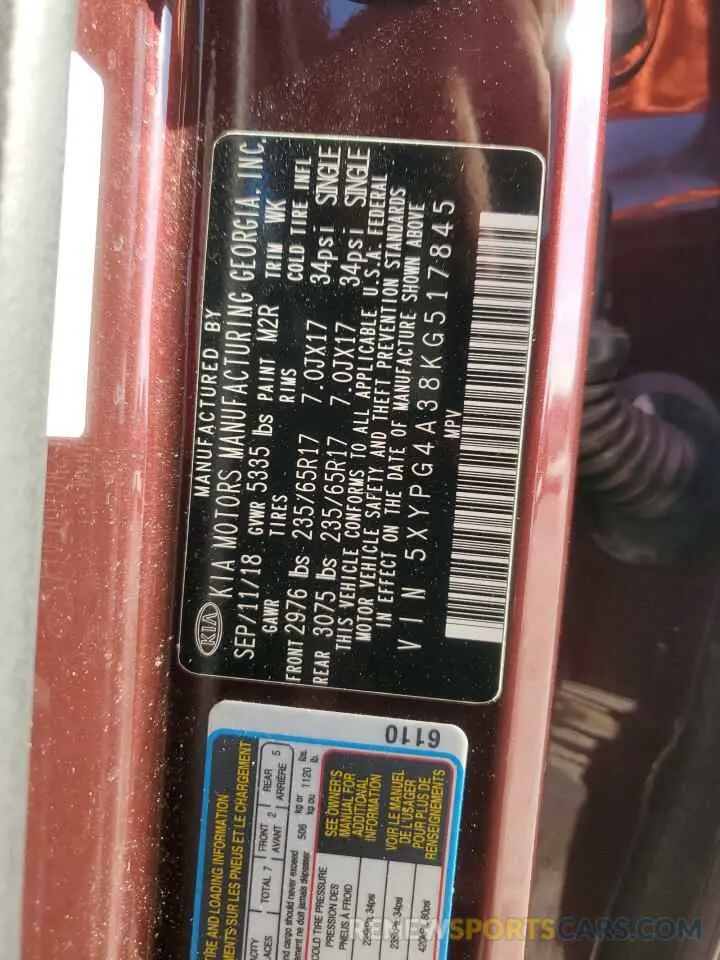 15 Photograph of a damaged car 5XYPG4A38KG517845 KIA SORENTO 2019