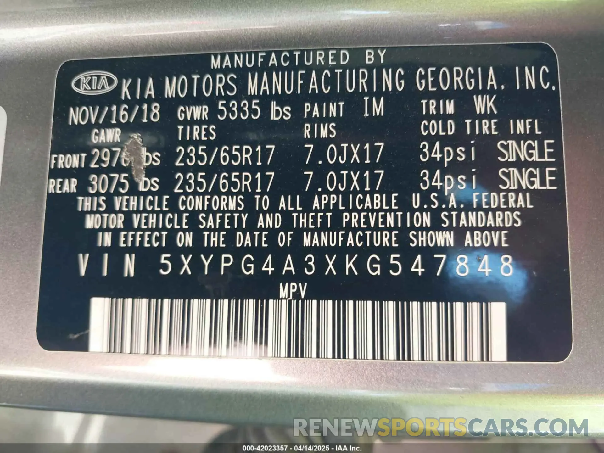 9 Photograph of a damaged car 5XYPG4A3XKG547848 KIA SORENTO 2019