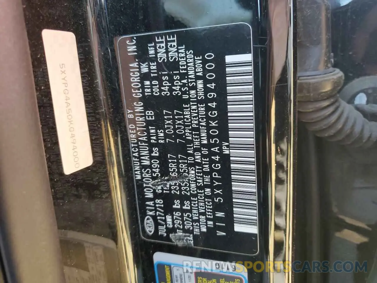 14 Photograph of a damaged car 5XYPG4A50KG494000 KIA SORENTO 2019