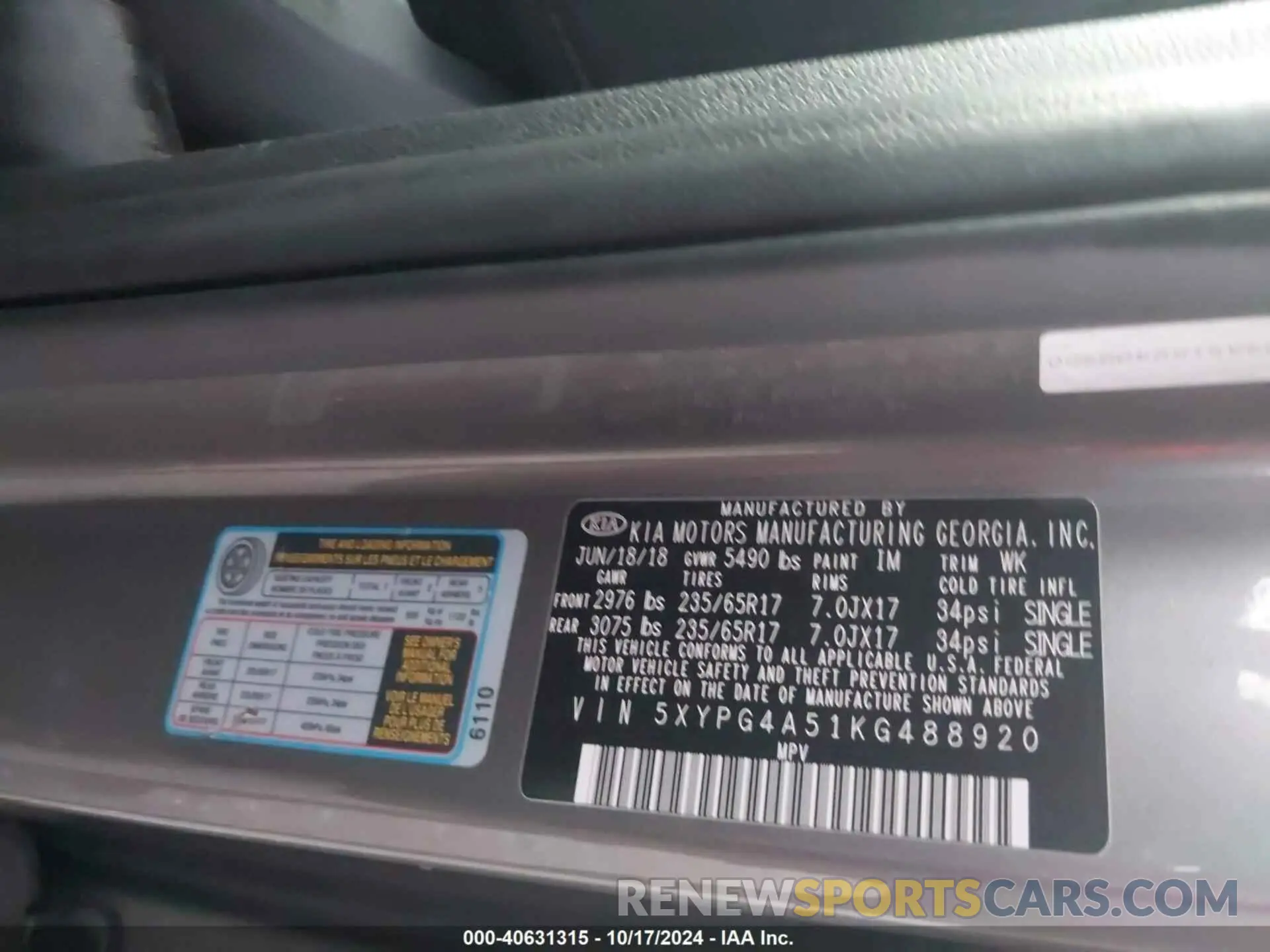 9 Photograph of a damaged car 5XYPG4A51KG488920 KIA SORENTO 2019